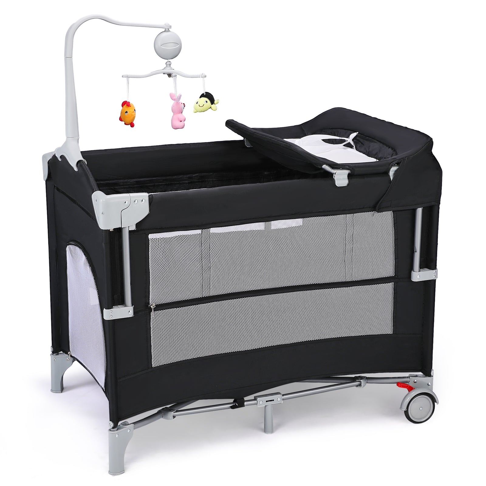 JOYMOR Baby Bedside Bassinet with Diaper Changing Table 5 in 1 Pack and Play