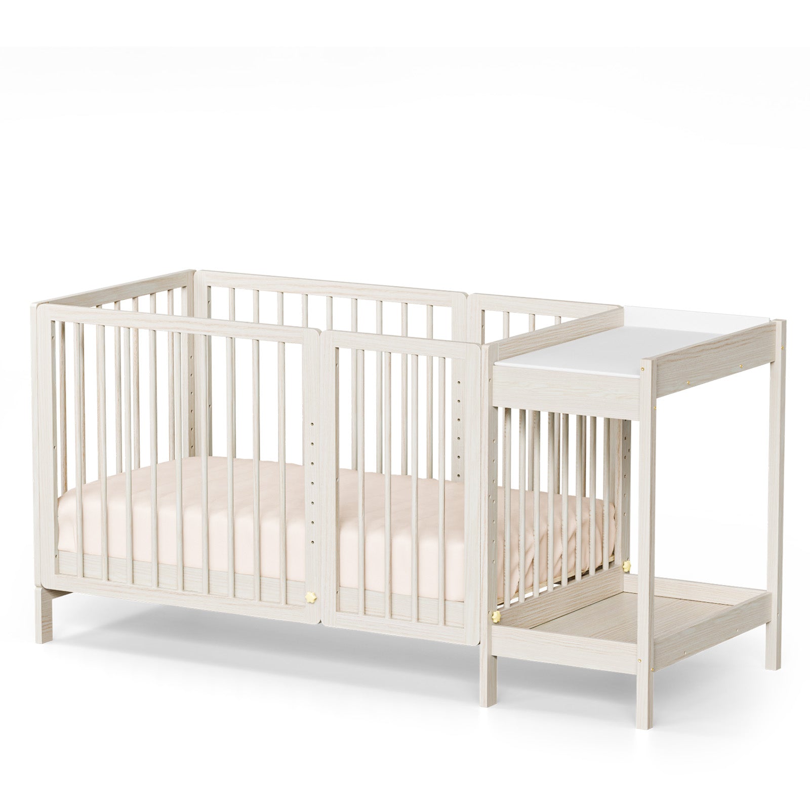 JOYMOR Wood 8-in-1 Convertible Crib with 2" Mattress