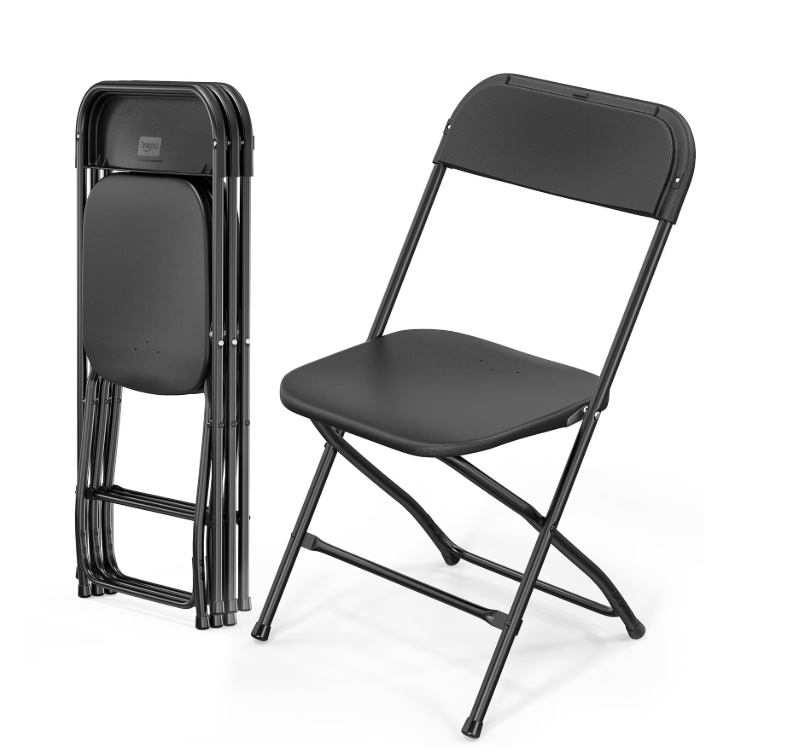 JOYMOR White Plastic Folding Chair, Stackable Seat