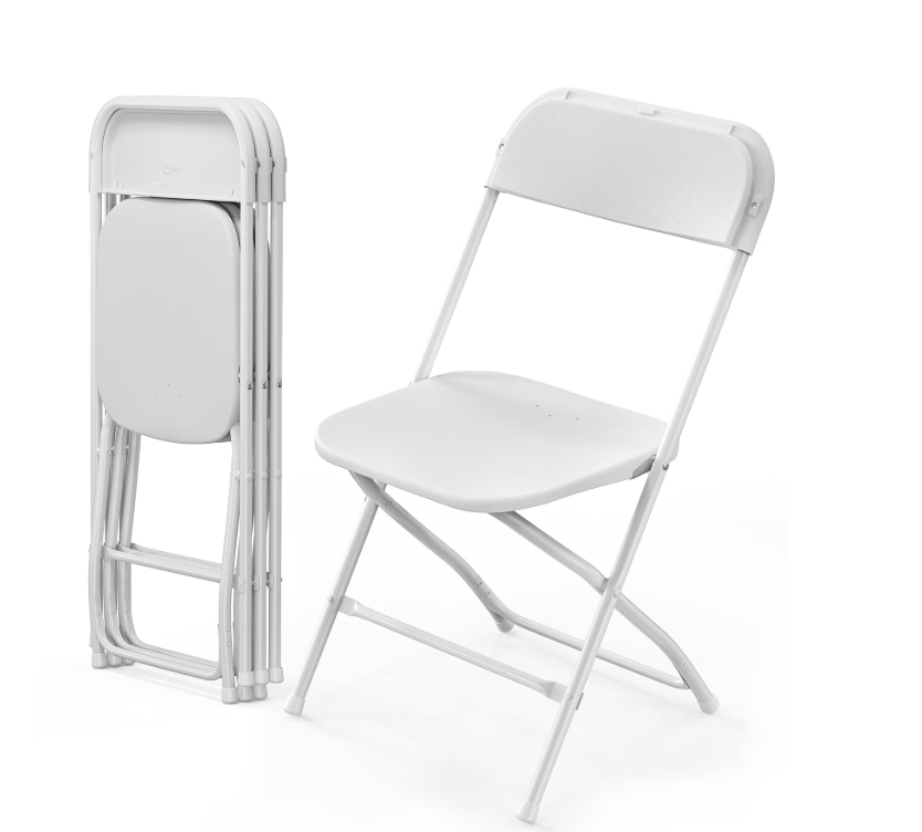 JOYMOR White Plastic Folding Chair, Stackable Seat