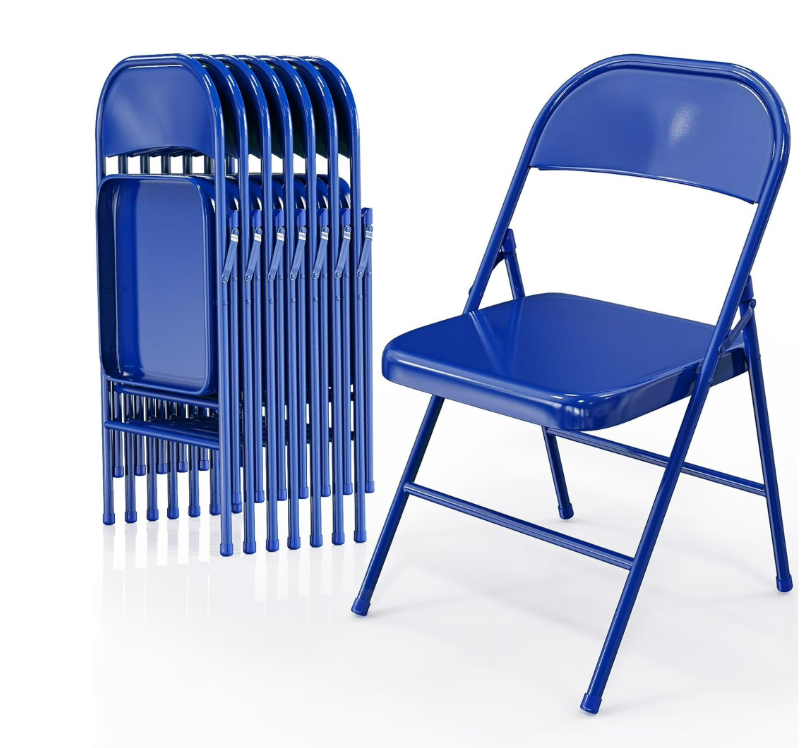 JOYMOR Folding Chairs All Steel Metal Frame, Set of 8