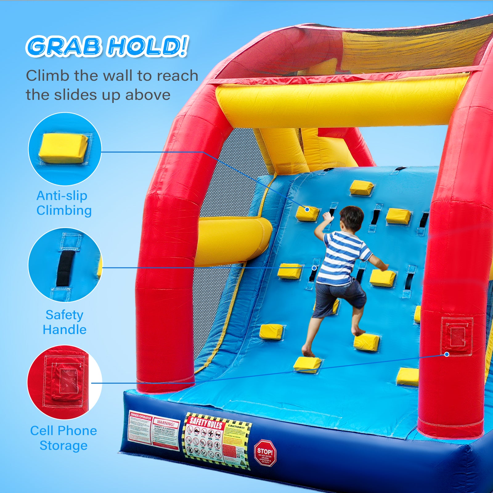 JOYMOR Commercial Grade Inflatable Water Slide with Climbing Wall