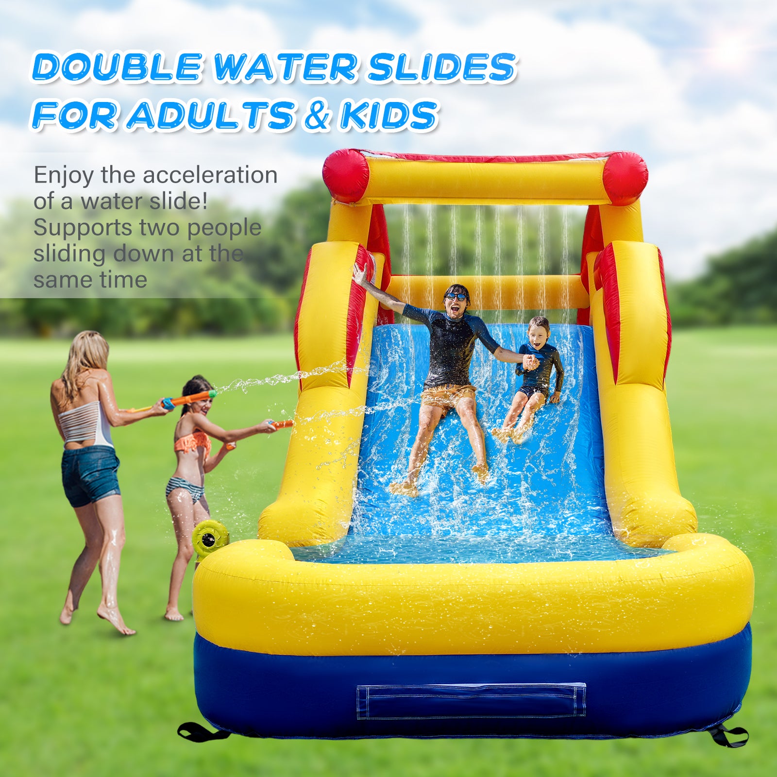 JOYMOR Commercial Grade Inflatable Water Slide with Climbing Wall