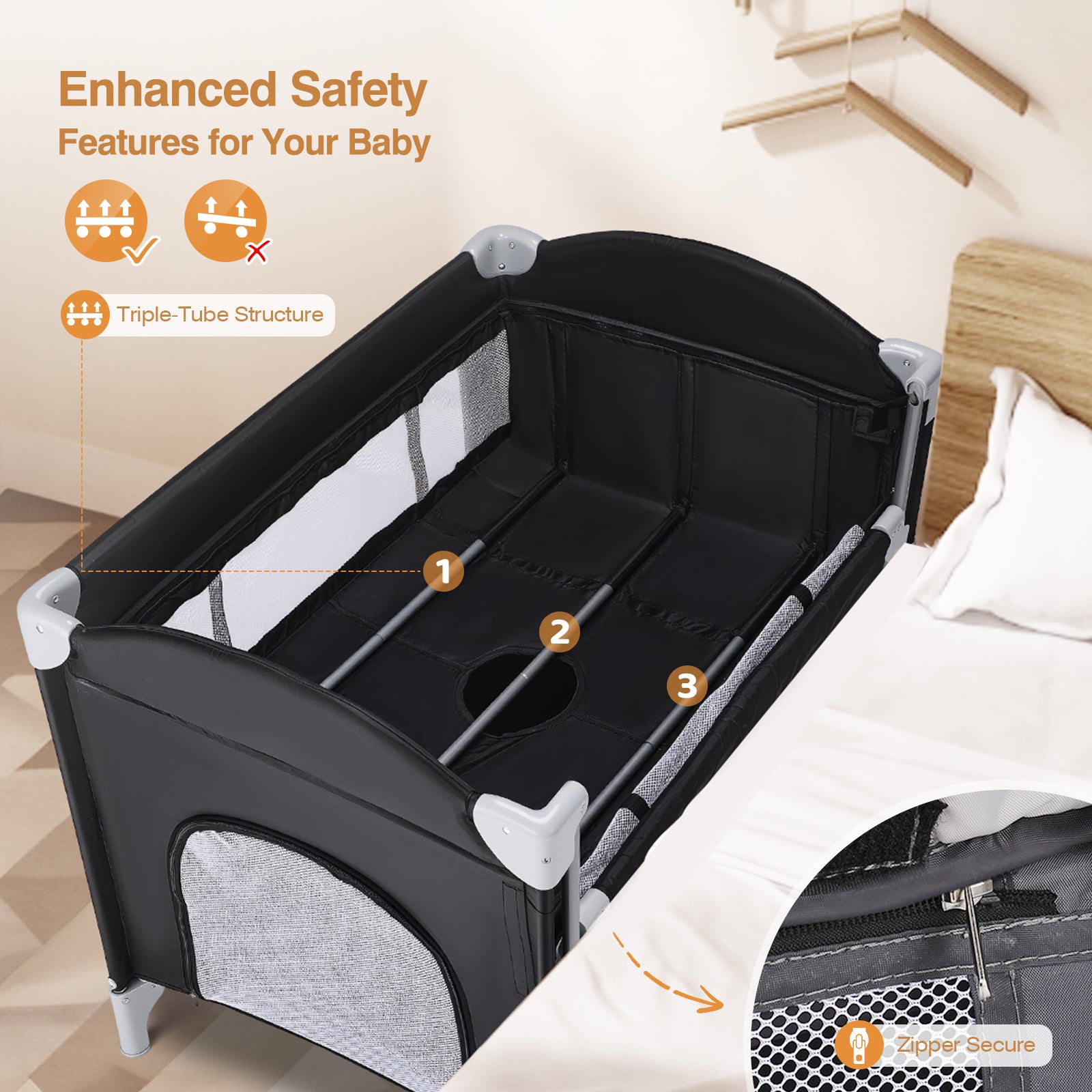 JOYMOR Baby Bedside Bassinet 4 in 1 Pack and Play