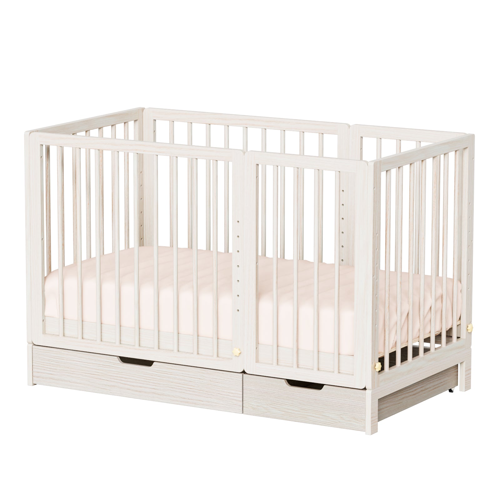 JOYMOR Wood 8-in-1 Convertible Crib with 2" Mattress