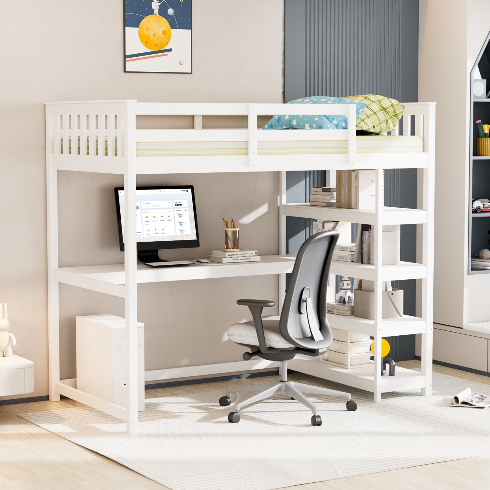 JOYMOR Kids Bunk Bed with Desk Loft Bed
