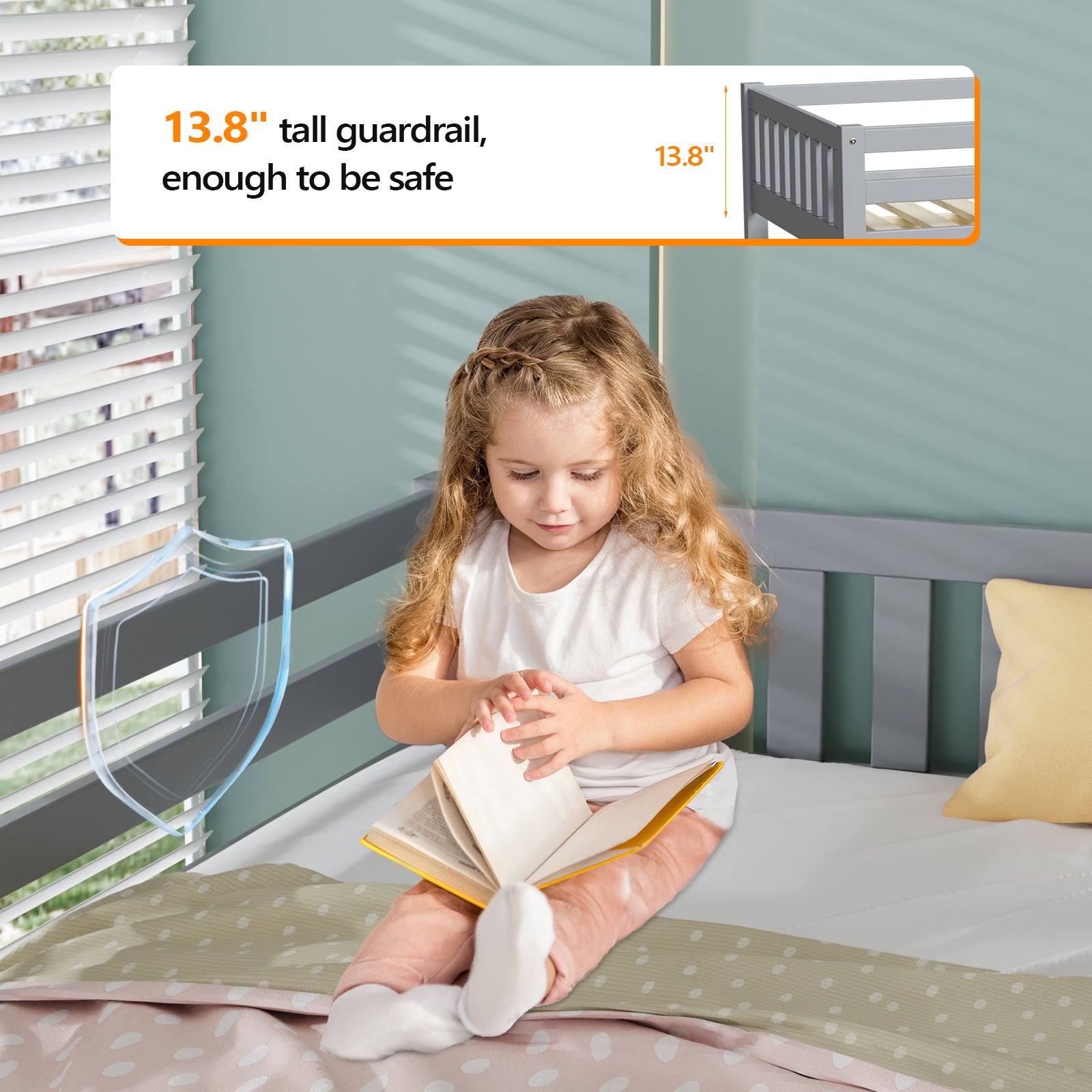 JOYMOR Wooden Toddler Low Loft Bed Twin Size with Stairs