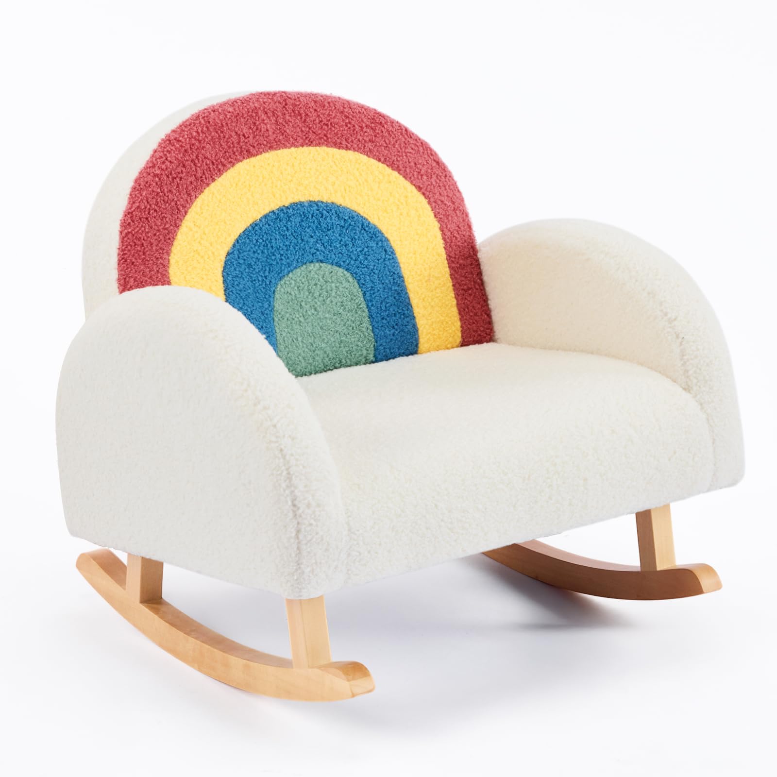 JOYMOR Kids Sofa Toddler Rocking Chair with Teddy Fleece