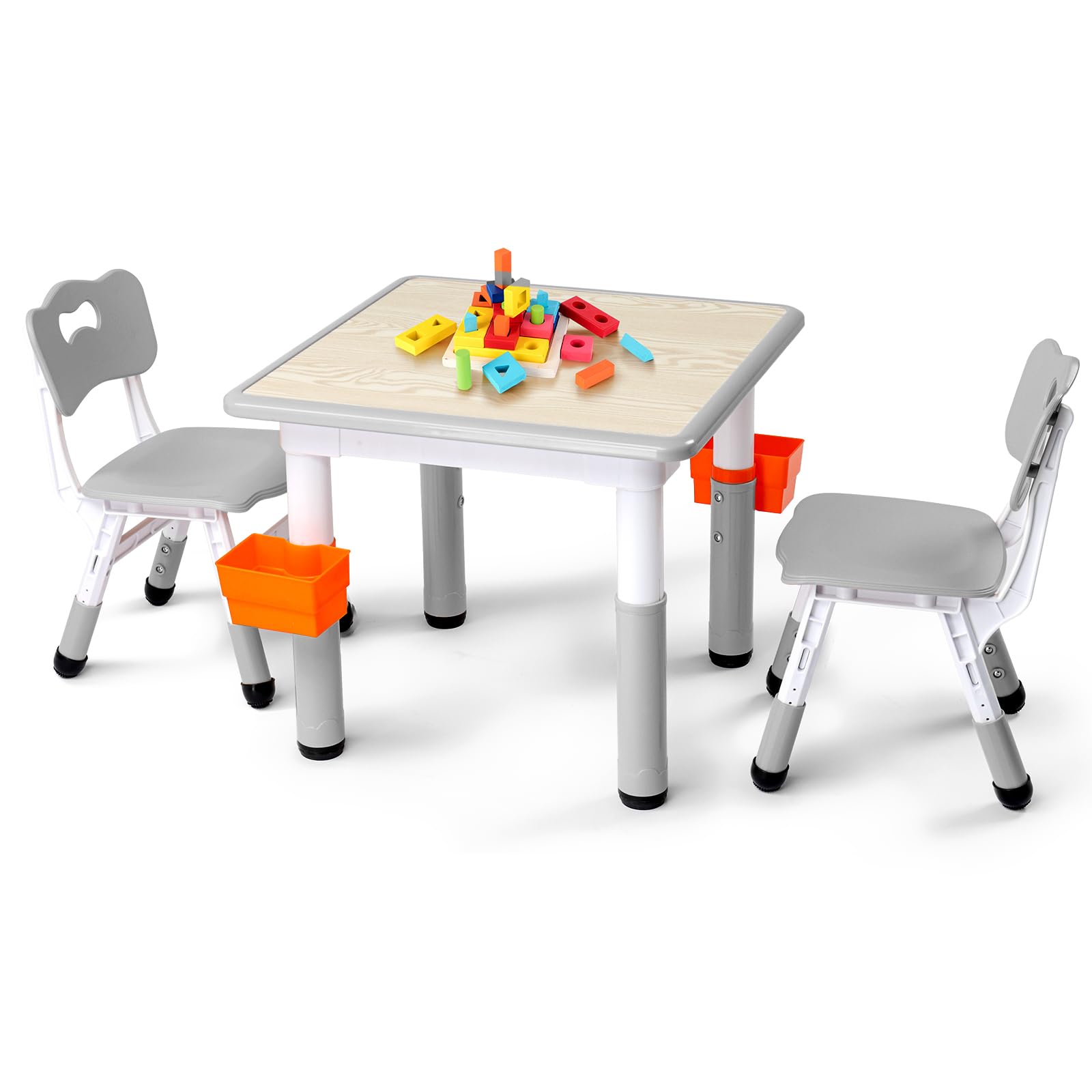JOYMOR Kids Table and Chairs Set Toddler Height Adjustable Multi-Activity Table