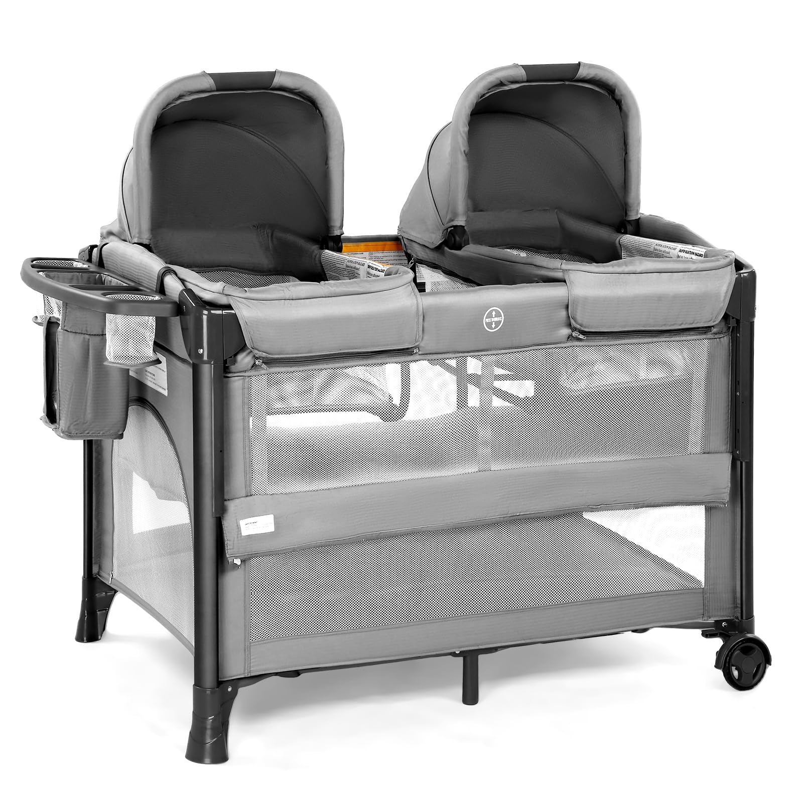 JOYMOR Twin Baby Bassinet Bedside Crib Sleeper Nursery