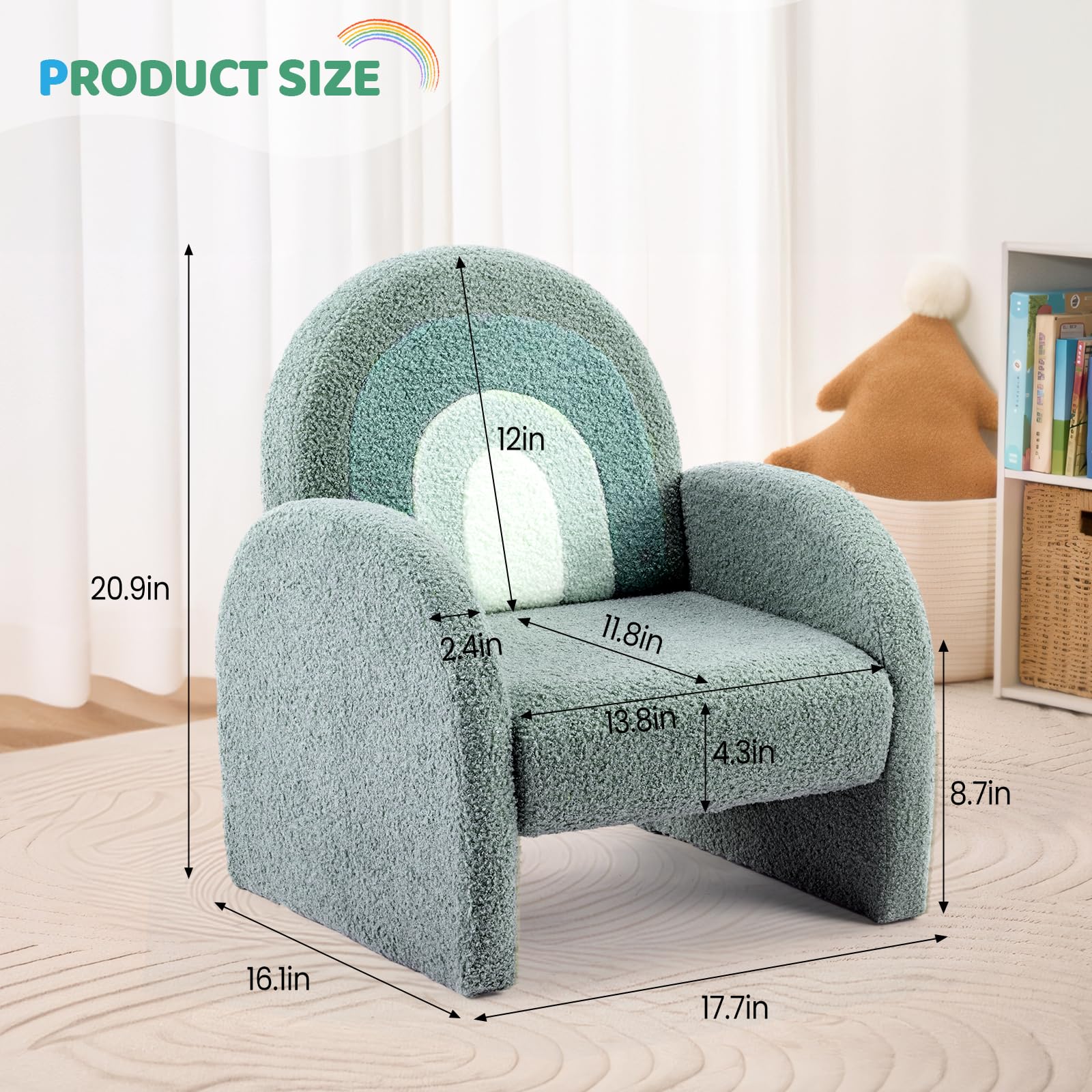 JOYMOR Kids Armchair Toddler Sofa with Teddy Fleece