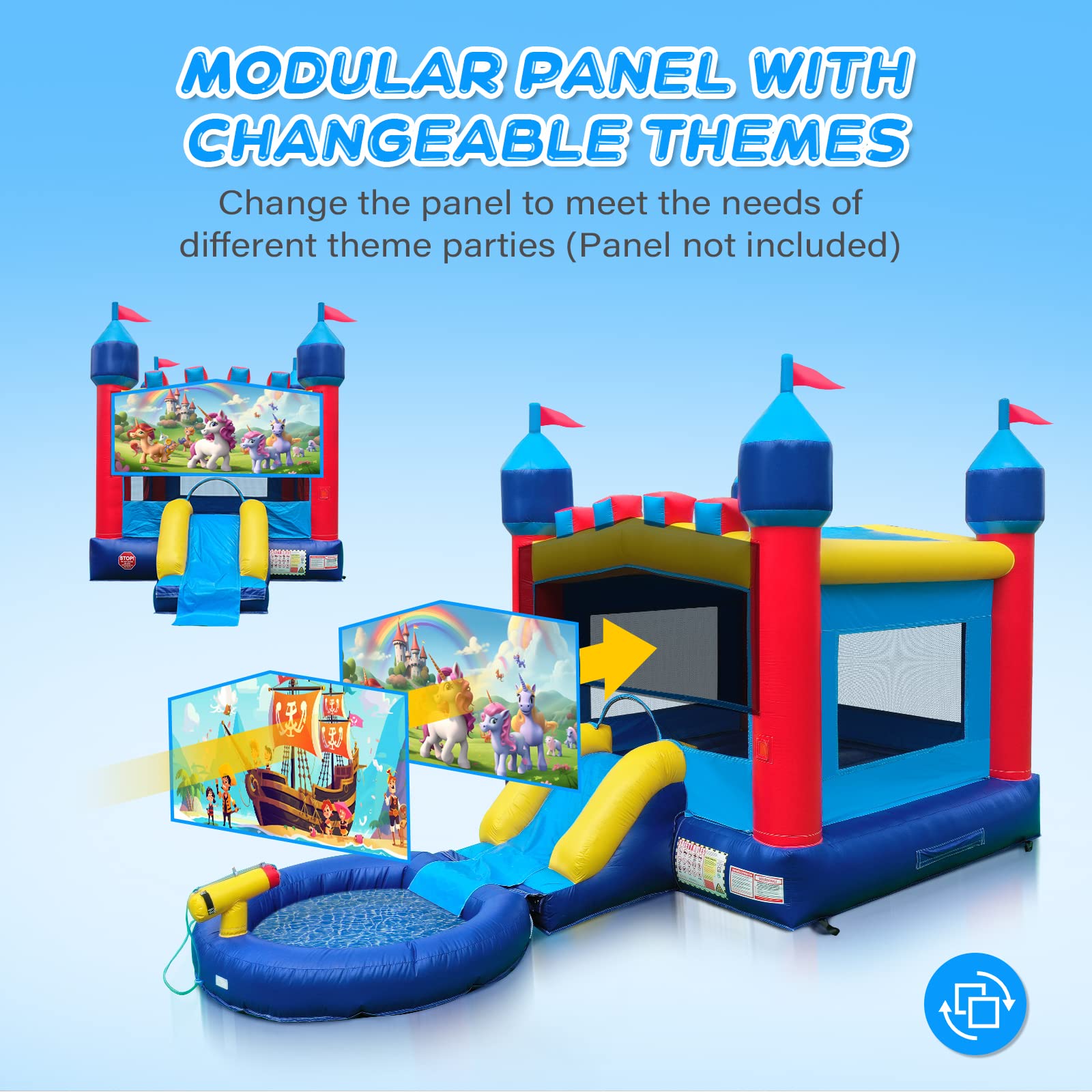 JOYMOR Commercial Water Slide Inflatable Bounce House with Pool and Slide and Air Blower