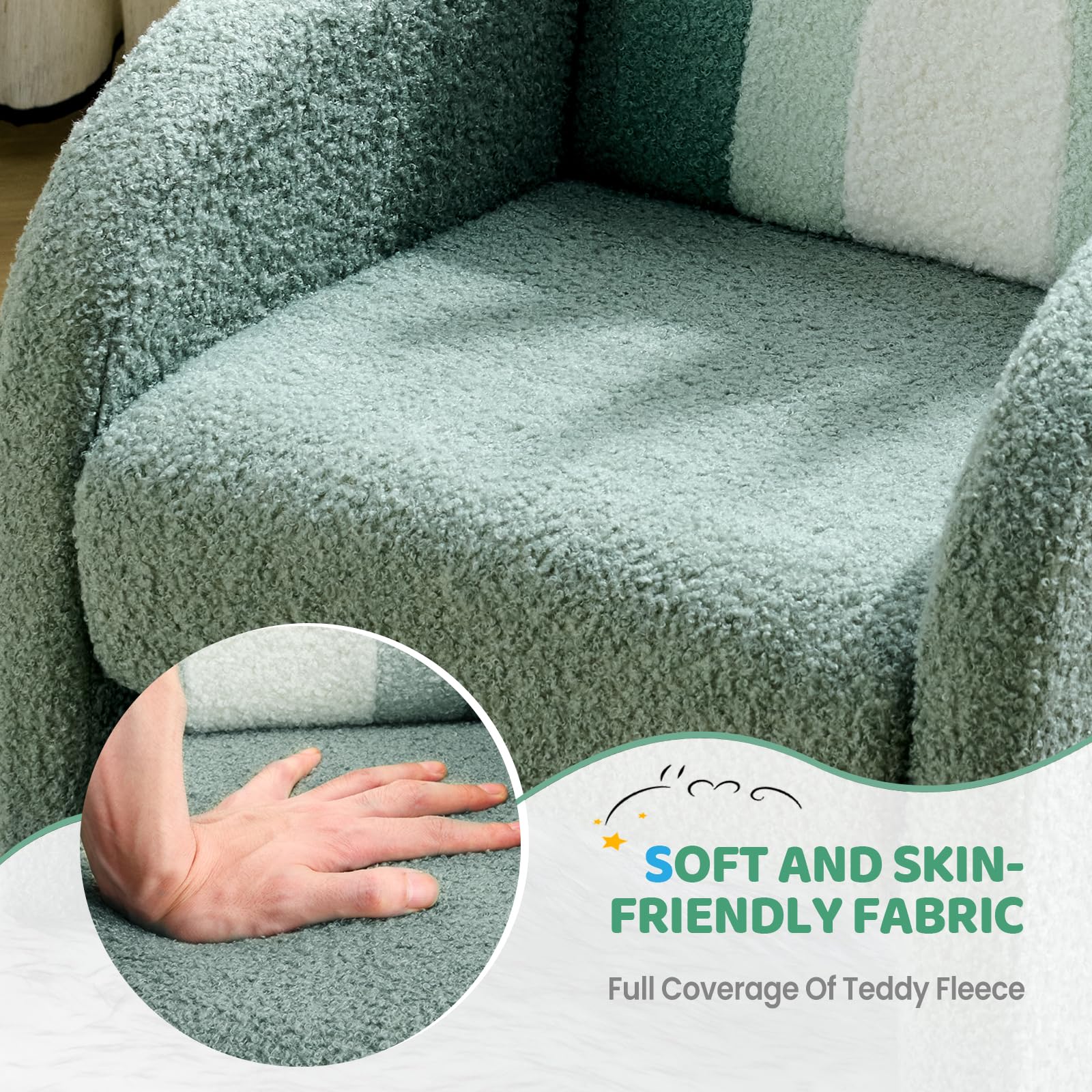 JOYMOR Kids Armchair Toddler Sofa with Teddy Fleece