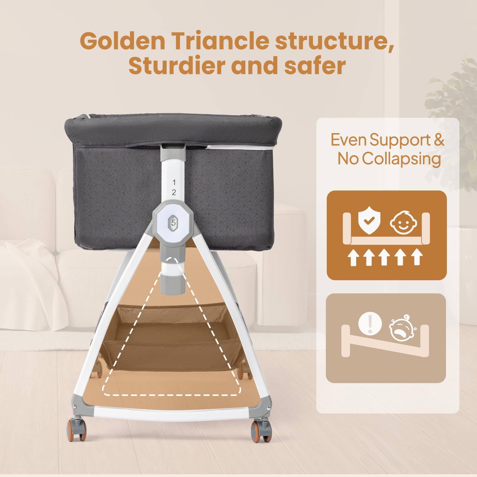 JOYMOR 3 in 1 Bedside Crib Portable Baby Bassinet Sleeper