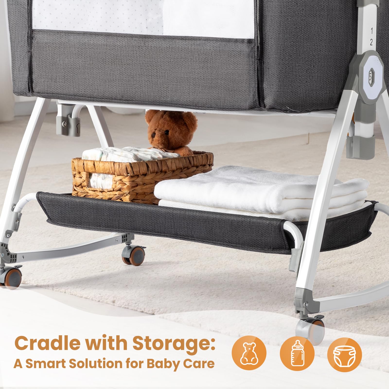 JOYMOR 3 in 1 Bedside Crib Portable Baby Bassinet Sleeper