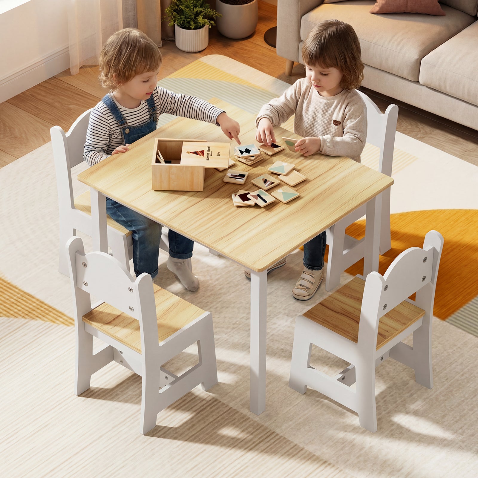 JOYMOR Toddler Table and Chair Set Kids Table and 4 Chairs