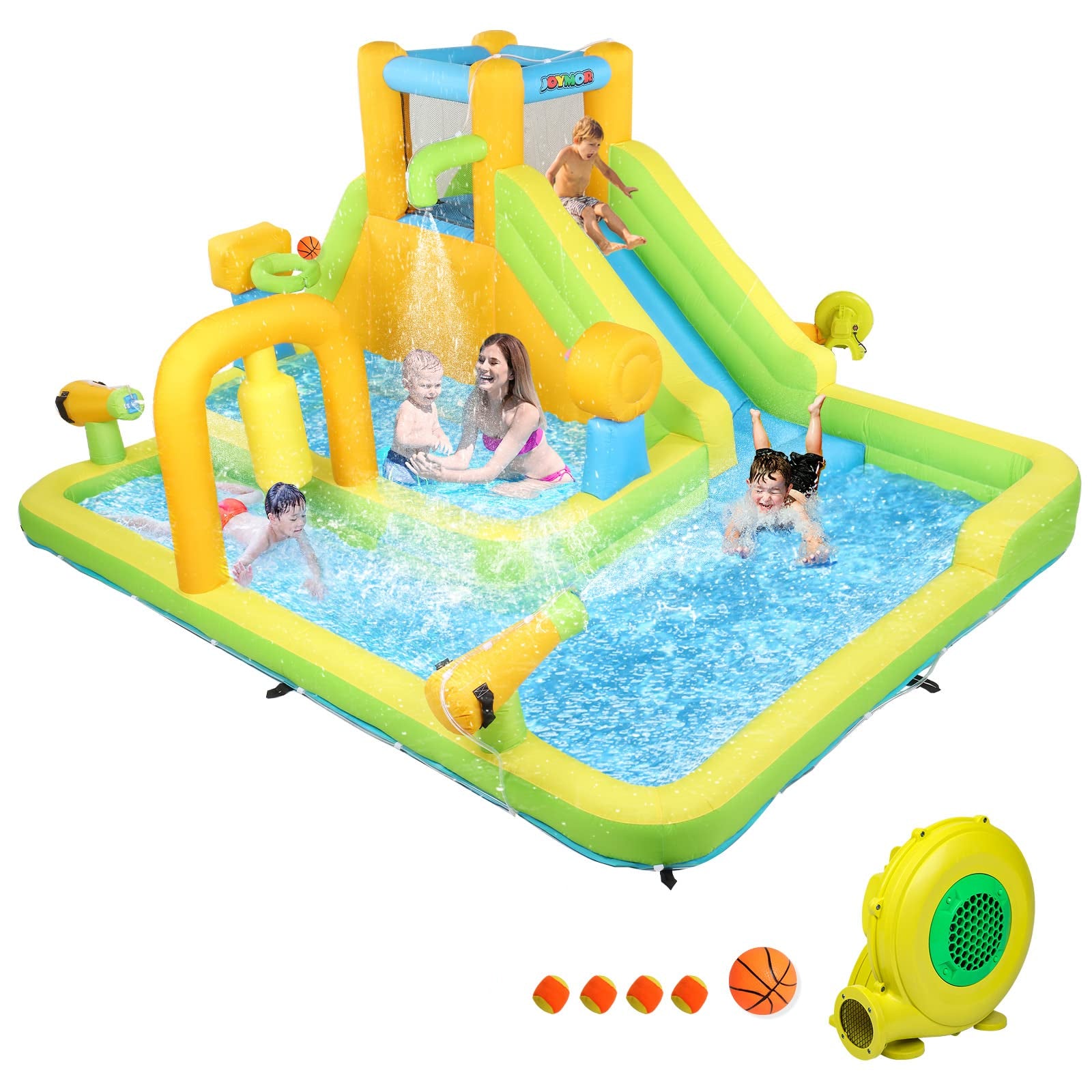 JOYMOR 10-in-1 Inflatable Water Slide Bounce House for Kids Backyard Party