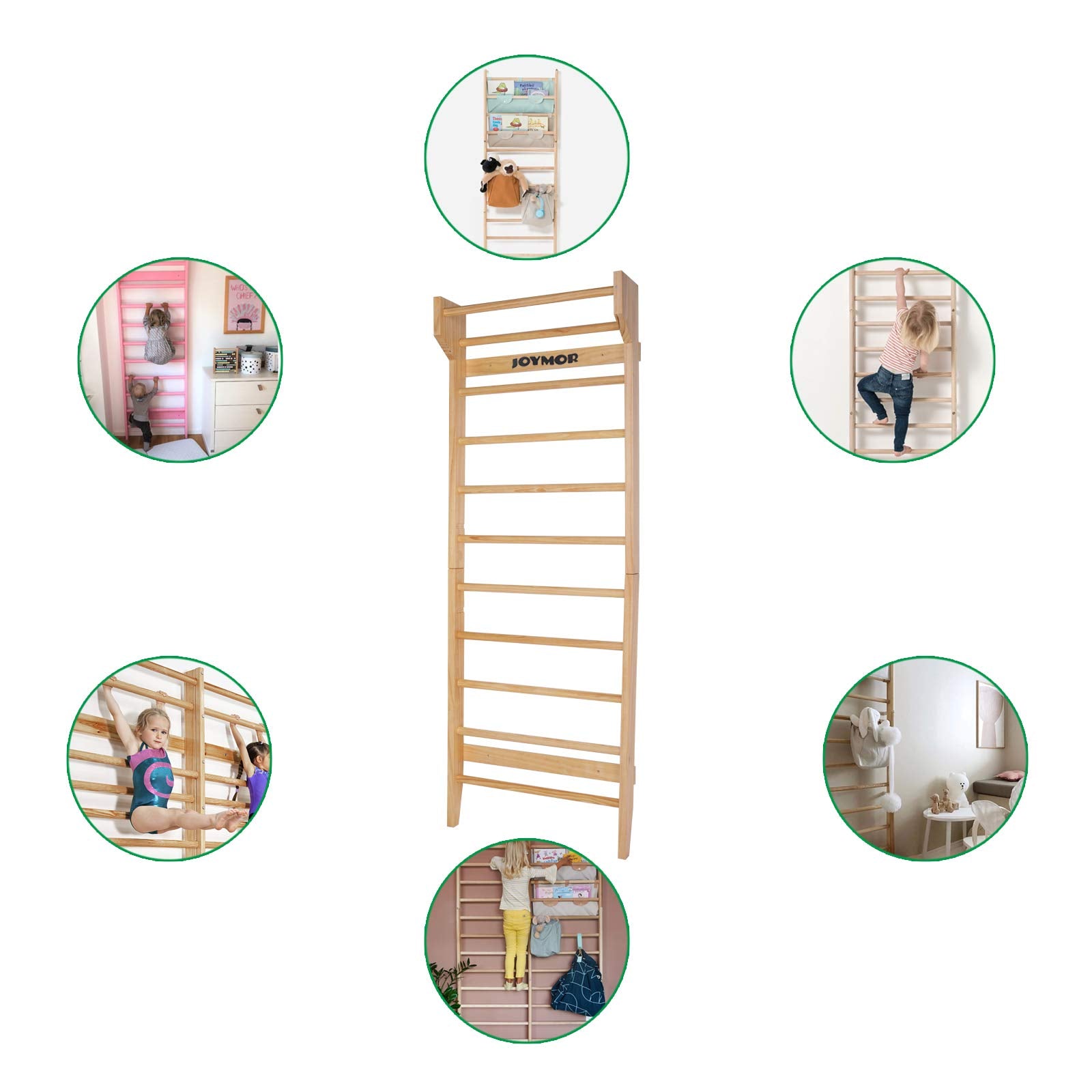 JOYMOR Fitness Swedish Ladder Physical Gymnastics Wood Stall Bar