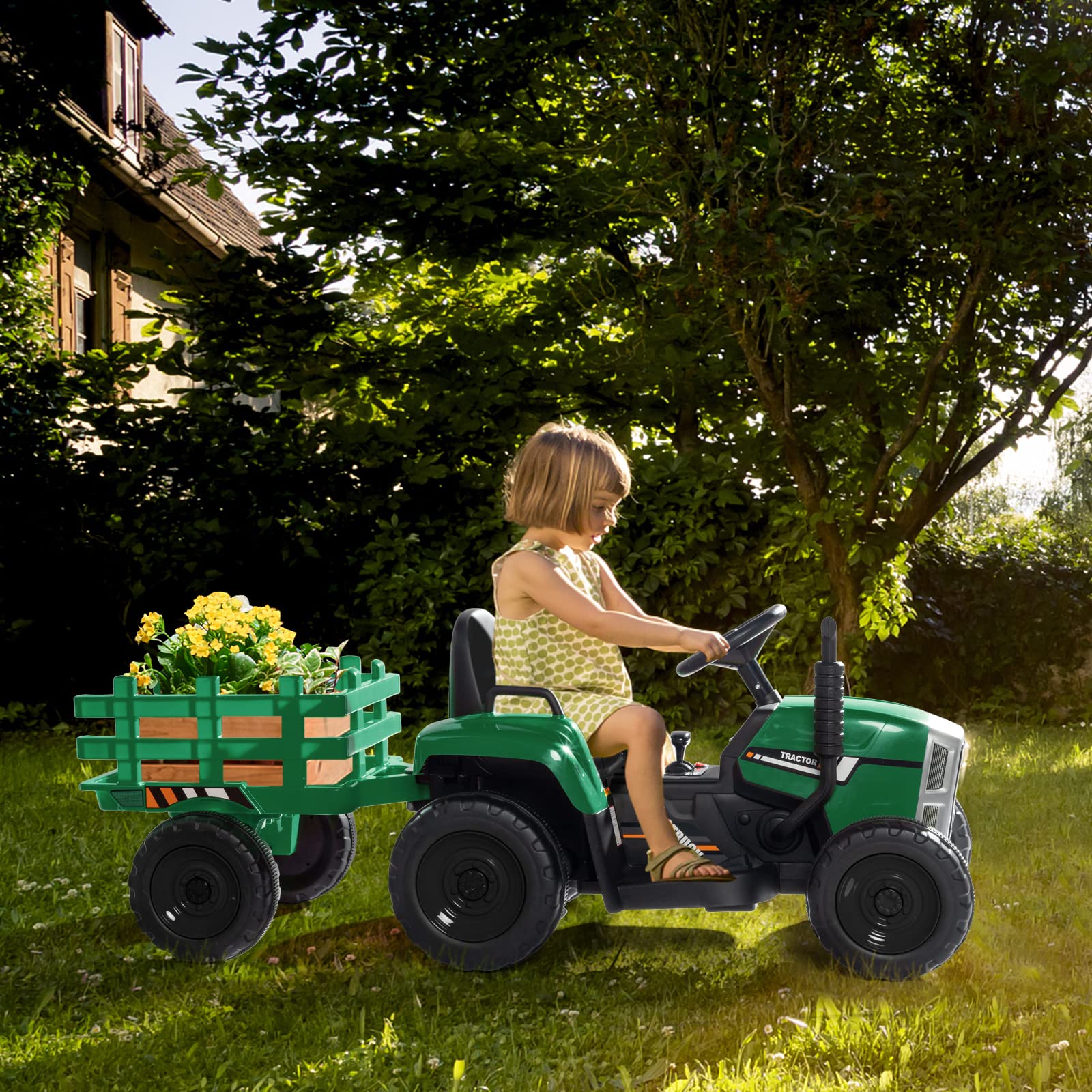 JOYMOR 12V Kids Electric Ride on Tractor 2 Speed w/Parent Remote