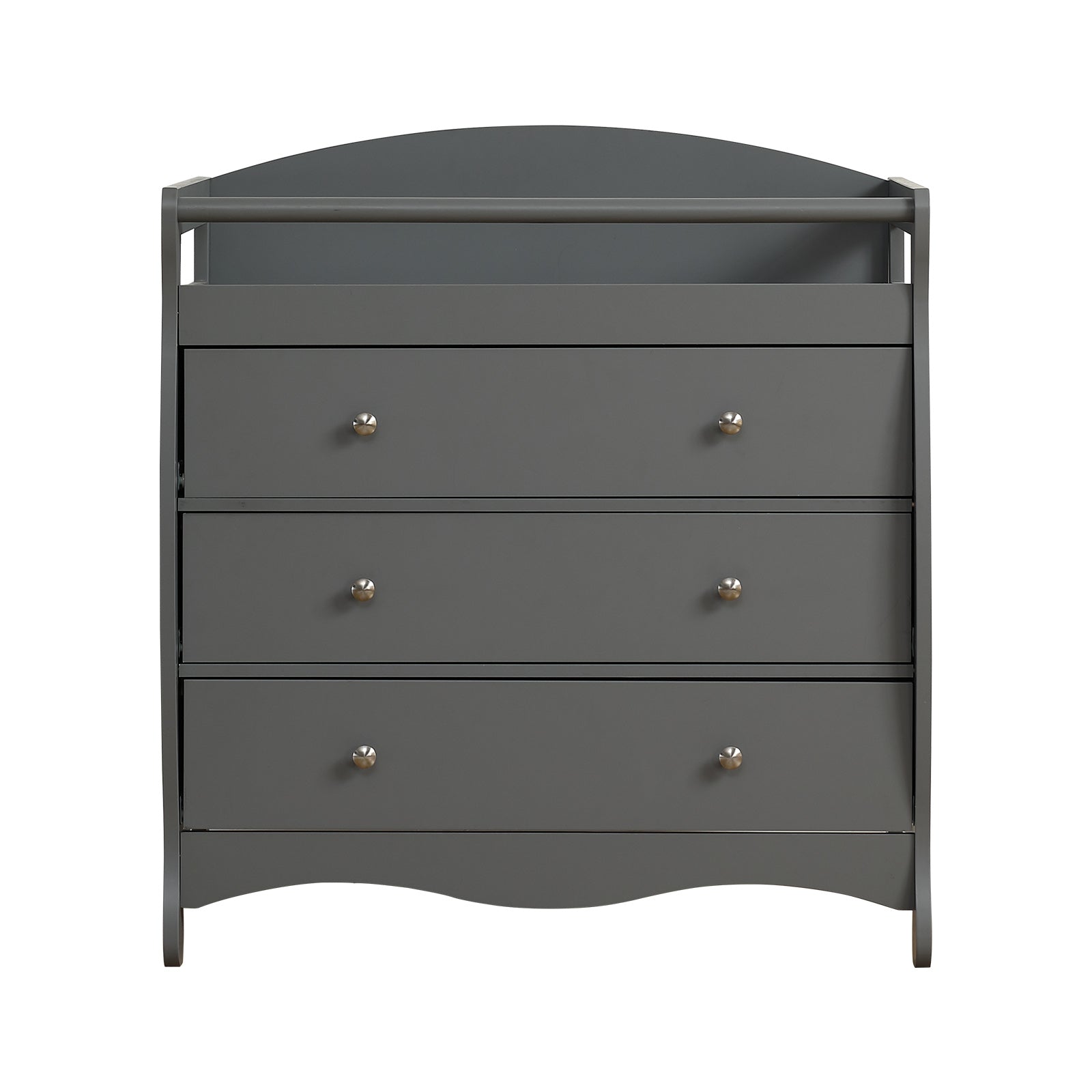 JOYMOR Wooden Diaper Changing Table with 3-Drawer Chest Baby Dresser for Nursery, Infant with Safety Strap,Gray