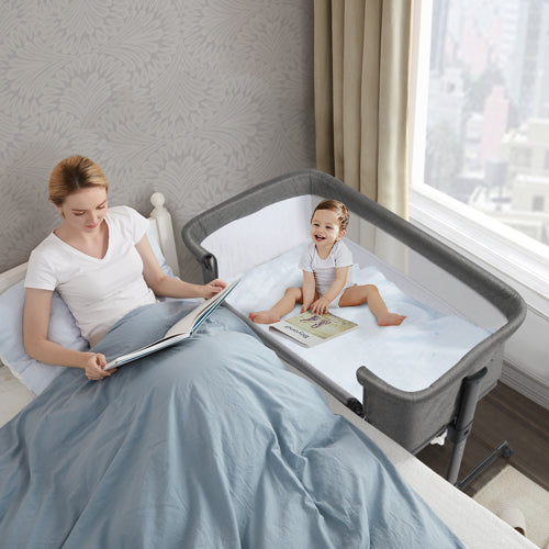 JOYMOR 4 in 1 Adjustable Baby Bassinet Bedside Sleeper Folding Portable  with Mattress
