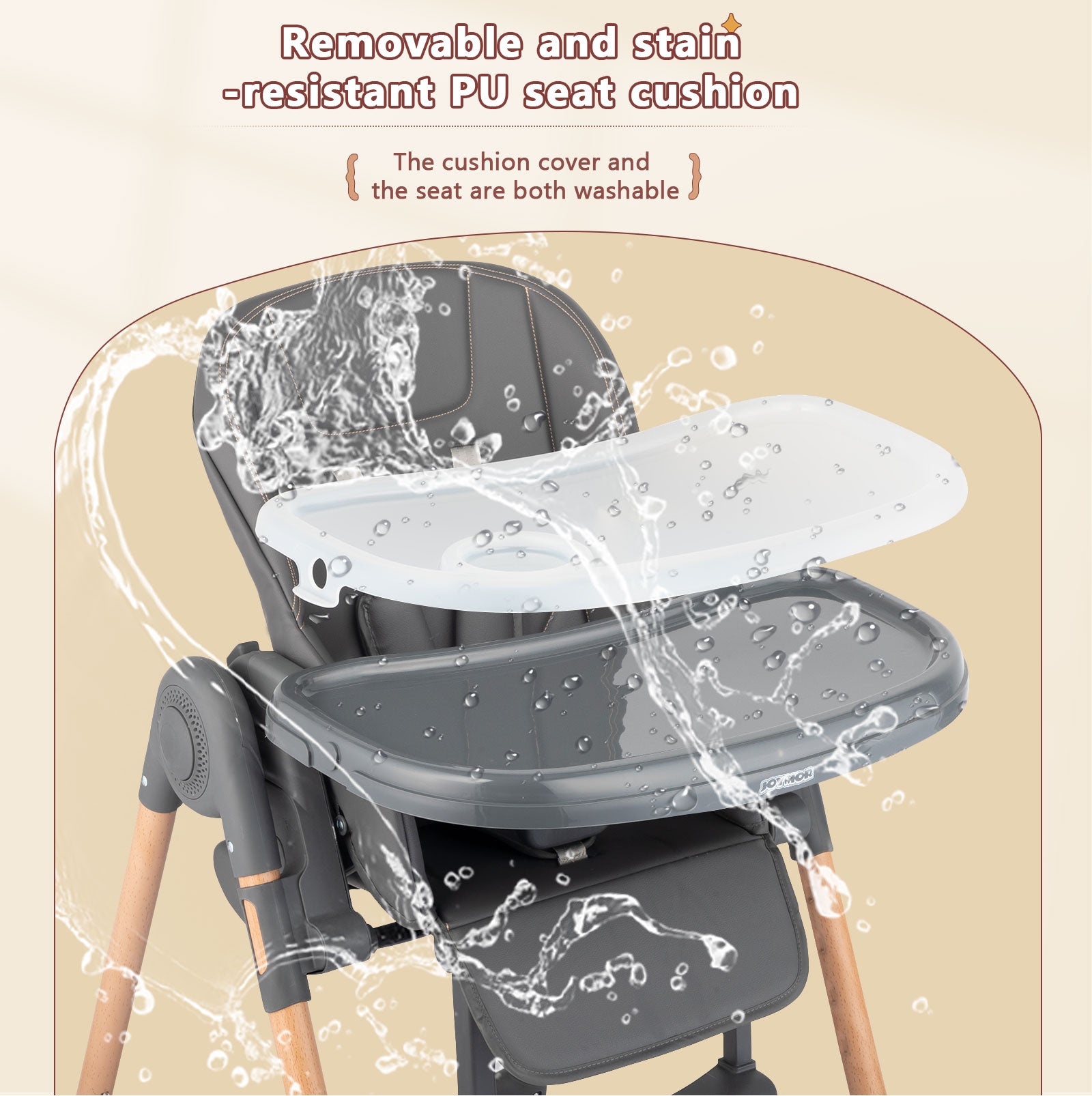 JOYMOR 4-in-1 Foldable Baby High Chair