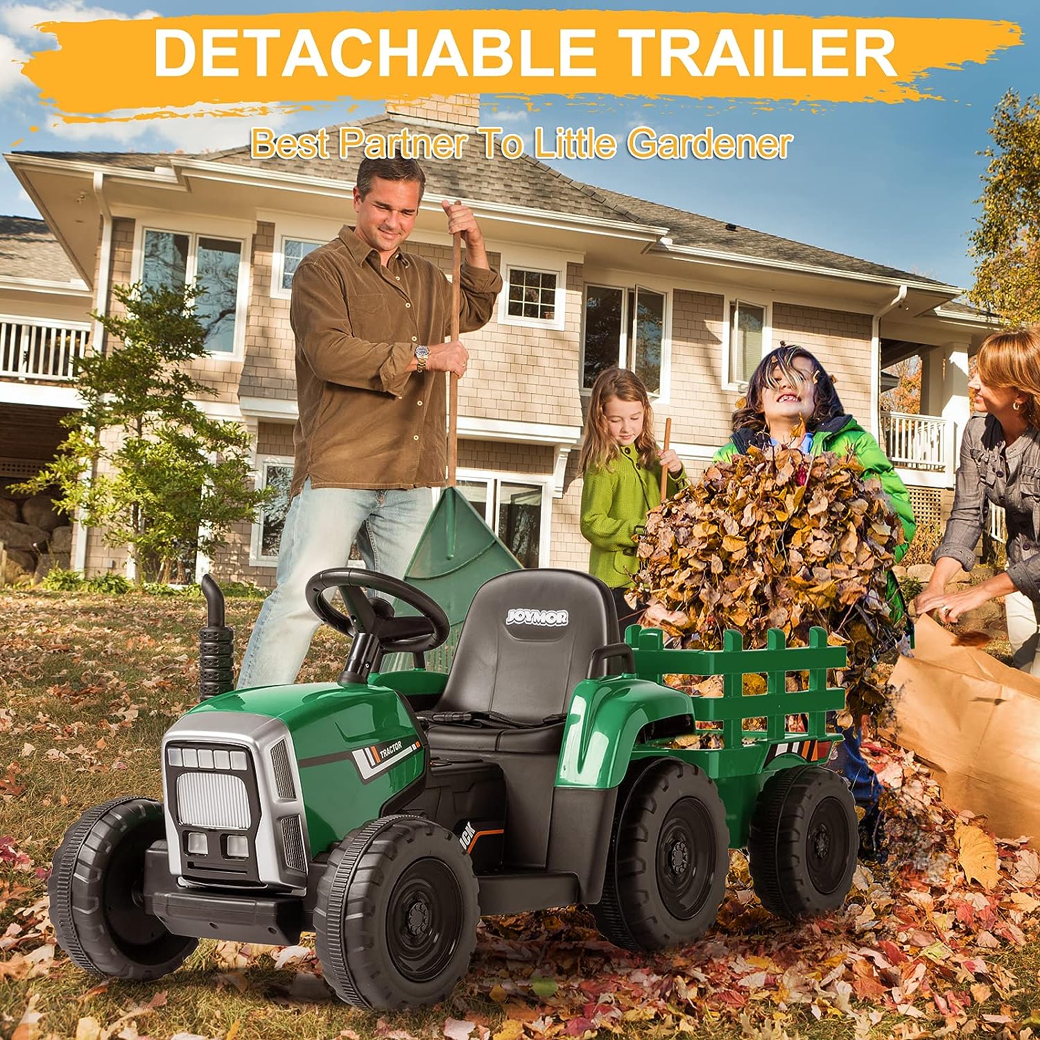 JOYMOR Ride on Tractor with Remote Control, 12V Electric Tractor with