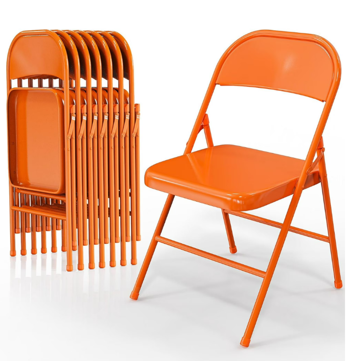 JOYMOR Folding Chairs All Steel Metal Frame, Set of 8