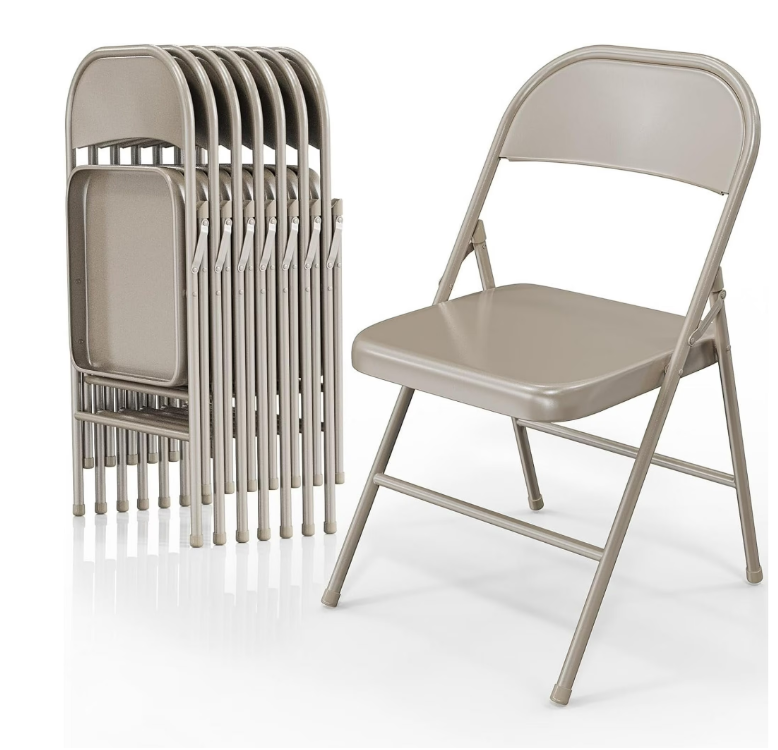 JOYMOR Folding Chairs All Steel Metal Frame, Set of 8