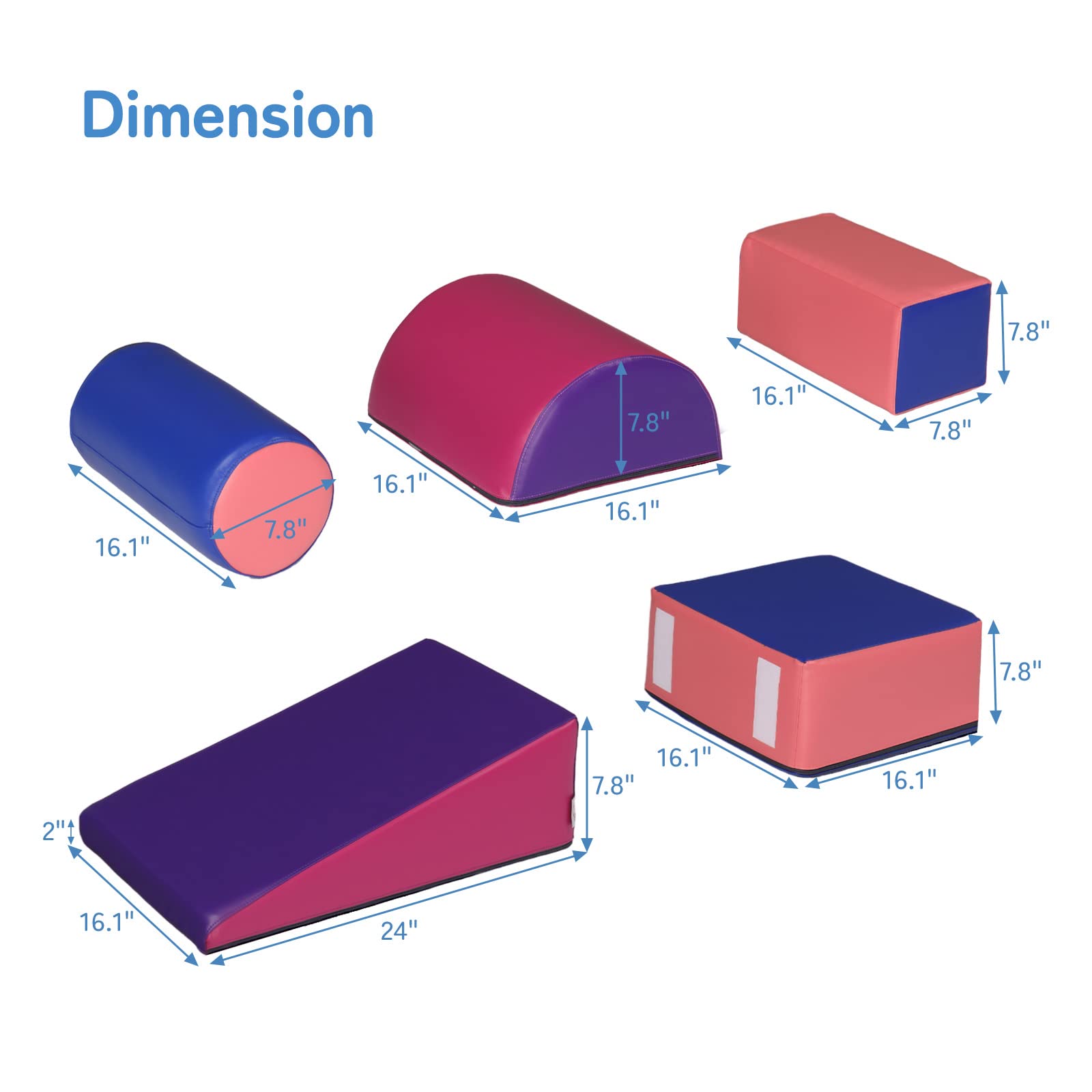 JOYMOR 5-Piece Soft Foam Climbing Blocks and Crawl Activity Playset
