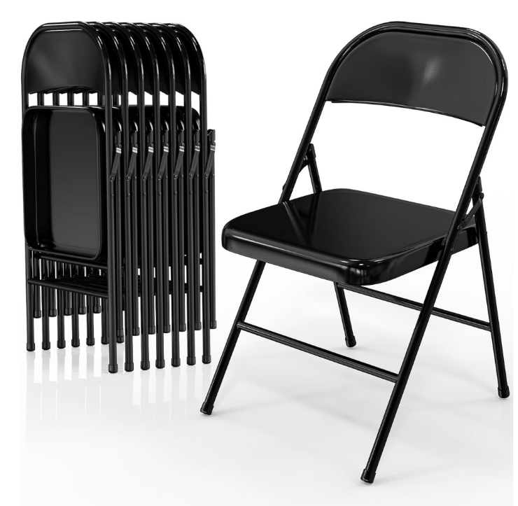 JOYMOR Folding Chairs All Steel Metal Frame, Set of 8