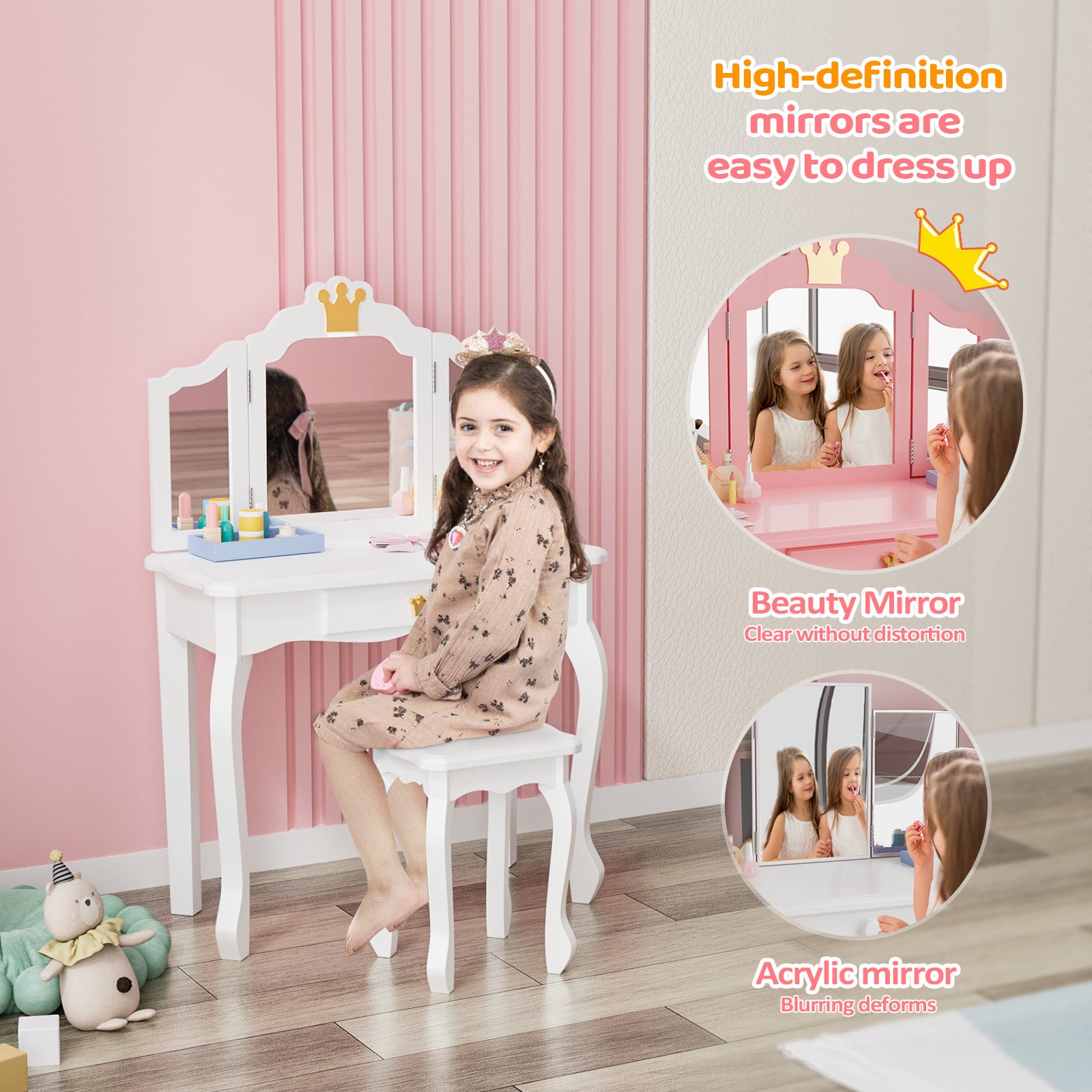 プリンセス Vanity Set JOYMOR , 2 In 1 Princess Vanity, Girls Kids