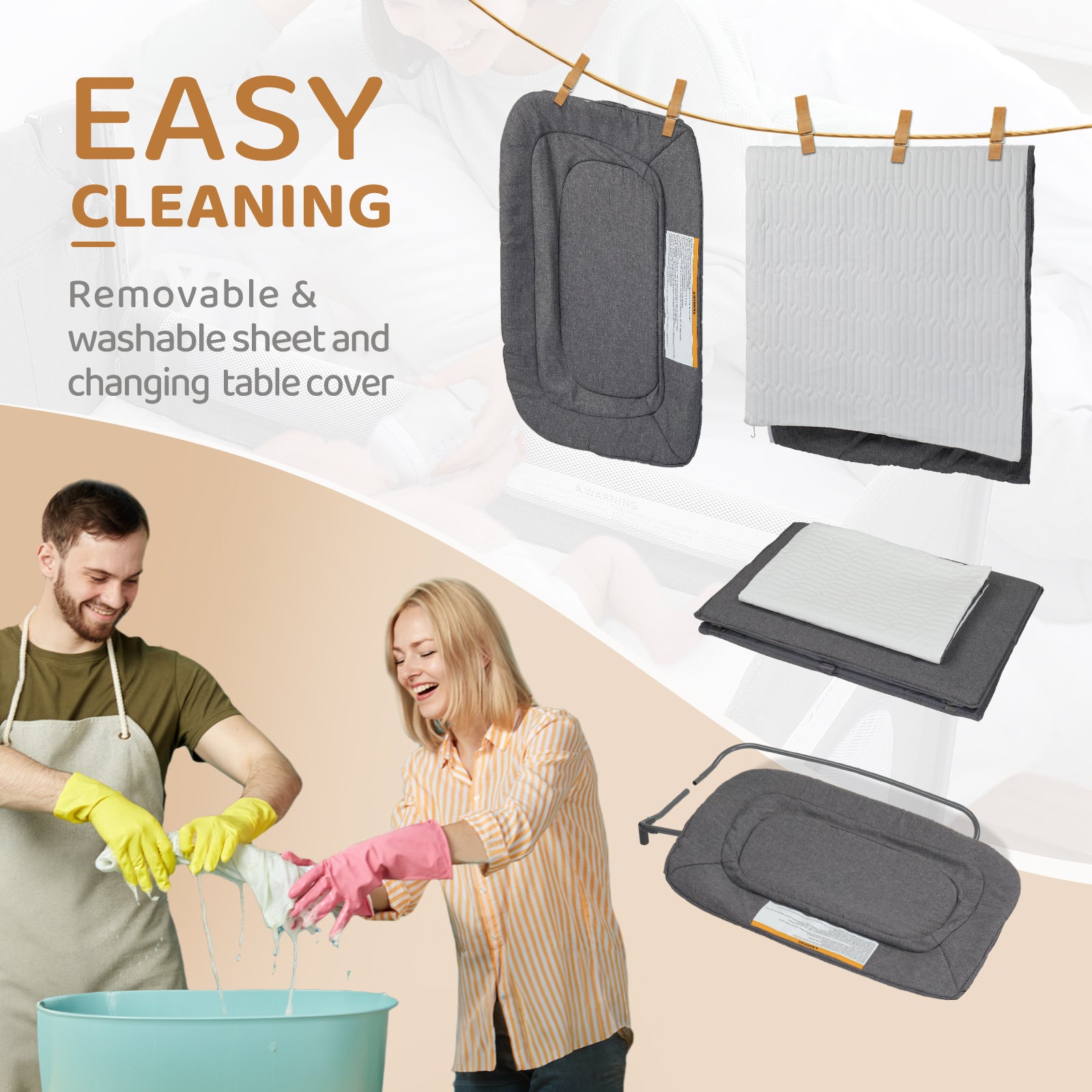 JOYMOR 3 in 1 Baby Bassinets Bedside Sleeper with Mattress and Sheet