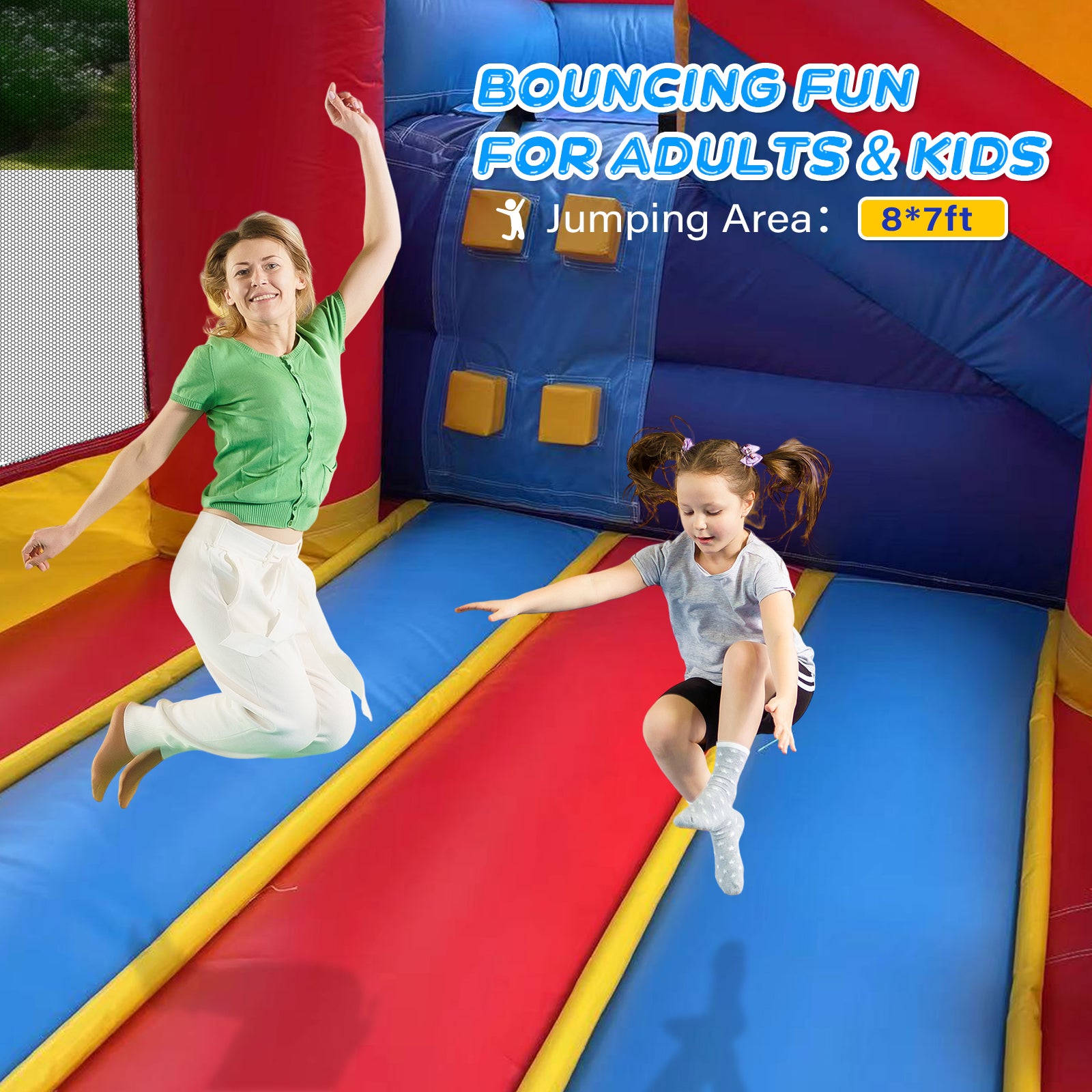 JOYMOR Commercial Grade Inflatable Bounce House with Double Water Slides