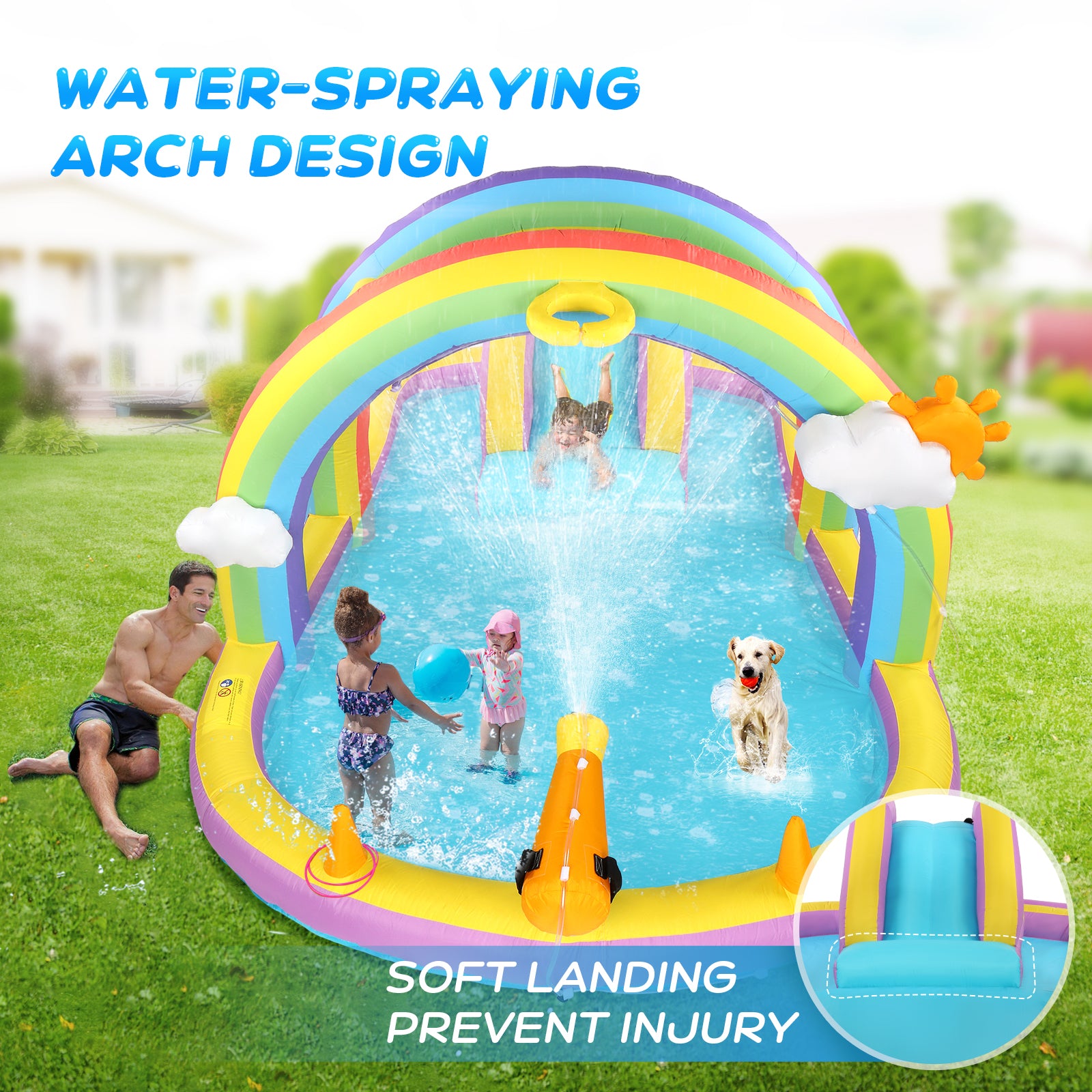 JOYMOR Backyard Kids Inflatable Water Slide Park