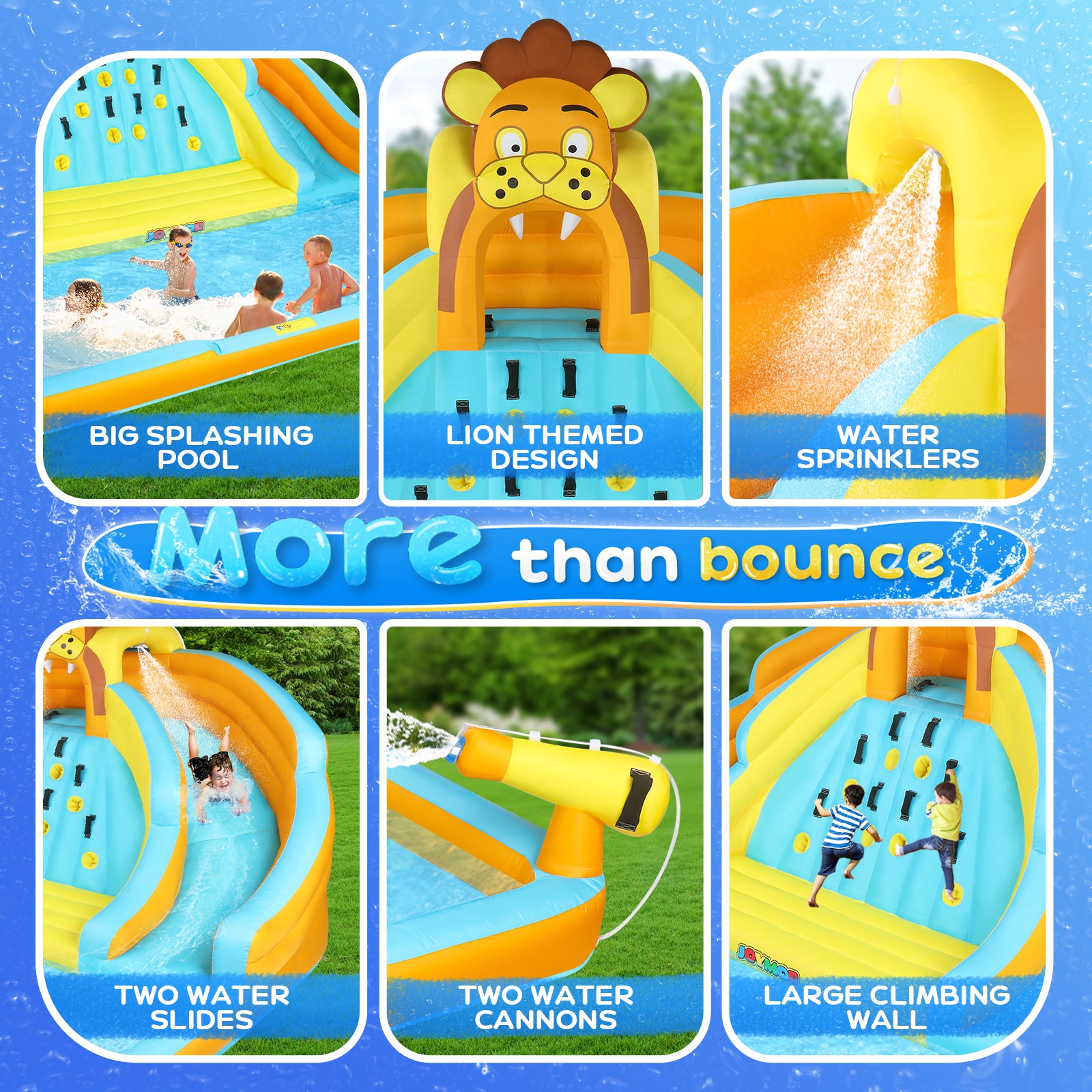 JOYMOR Kids Backyard inflatable Water Slide Bounce House with Pool