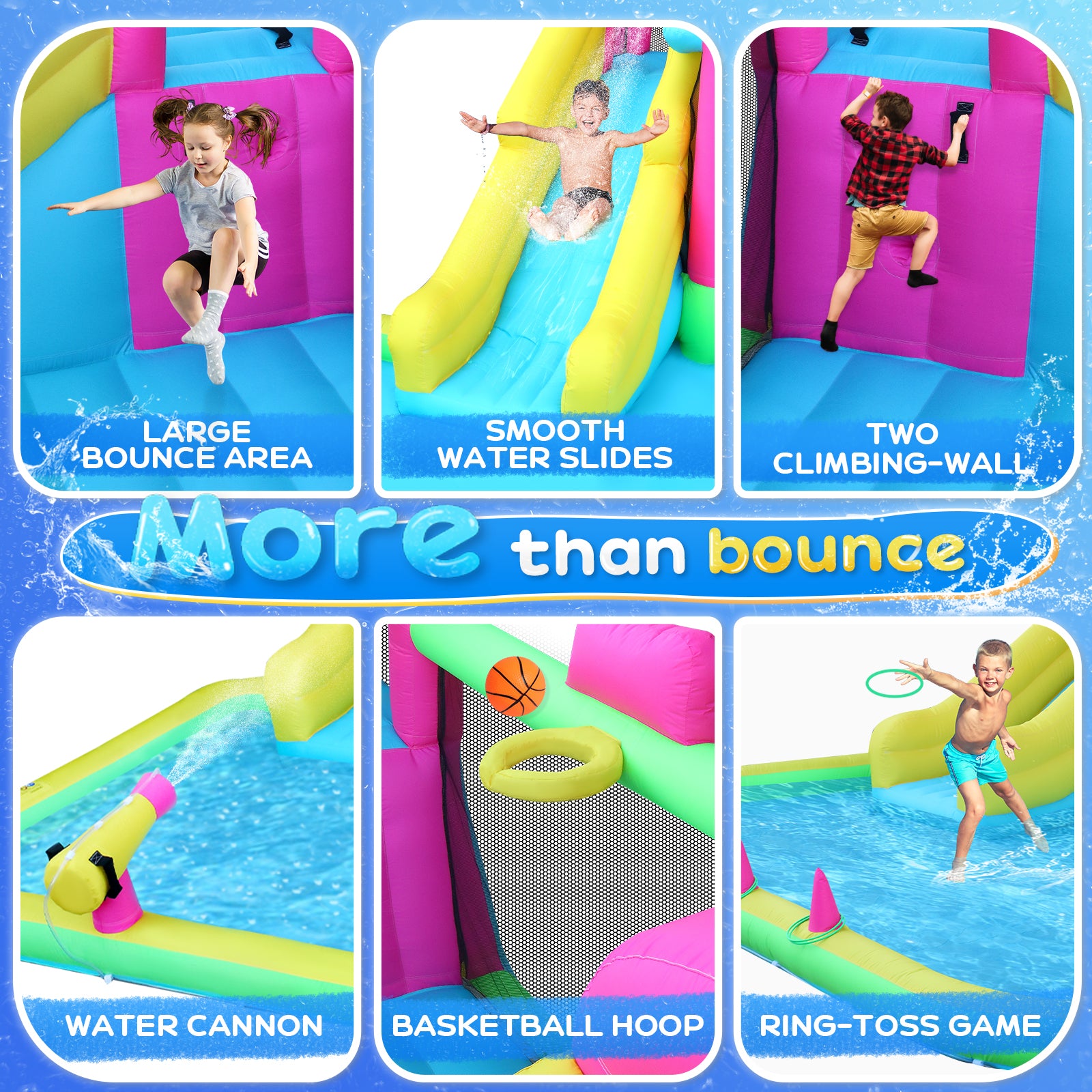 JOYMOR 8-in-1 Backyard Kids Inflatable Water Slide Park