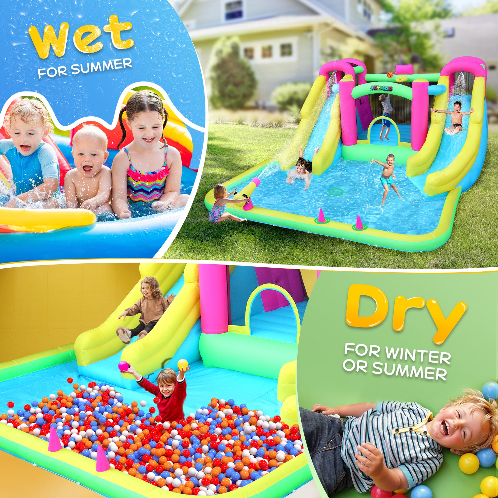 JOYMOR 8-in-1 Backyard Kids Inflatable Water Slide Park