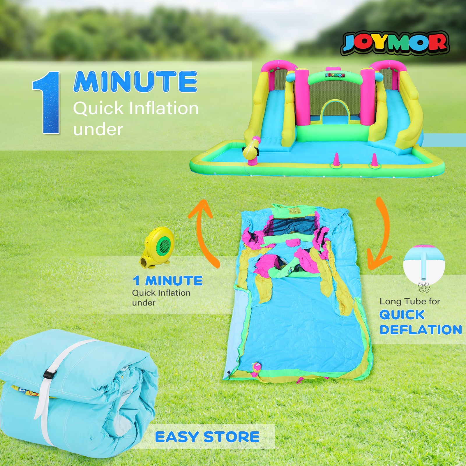 JOYMOR 8-in-1 Backyard Kids Inflatable Water Slide Park