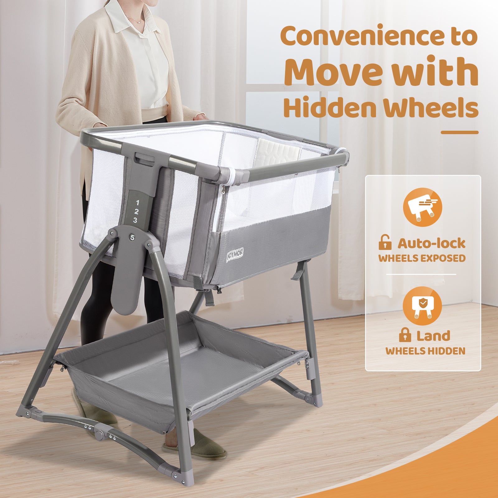 JOYMOR 5 in 1 Baby Taller Bassinet Sleeper with Changing Table