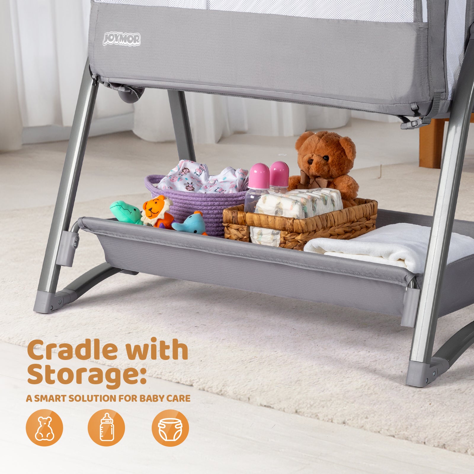 JOYMOR 5 in 1 Baby Taller Bassinet Sleeper with Changing Table