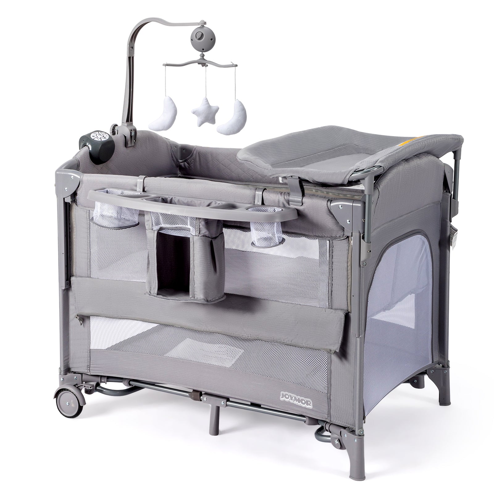 JOYMOR in Bedside Bassinet Baby Crib with Changing Table
