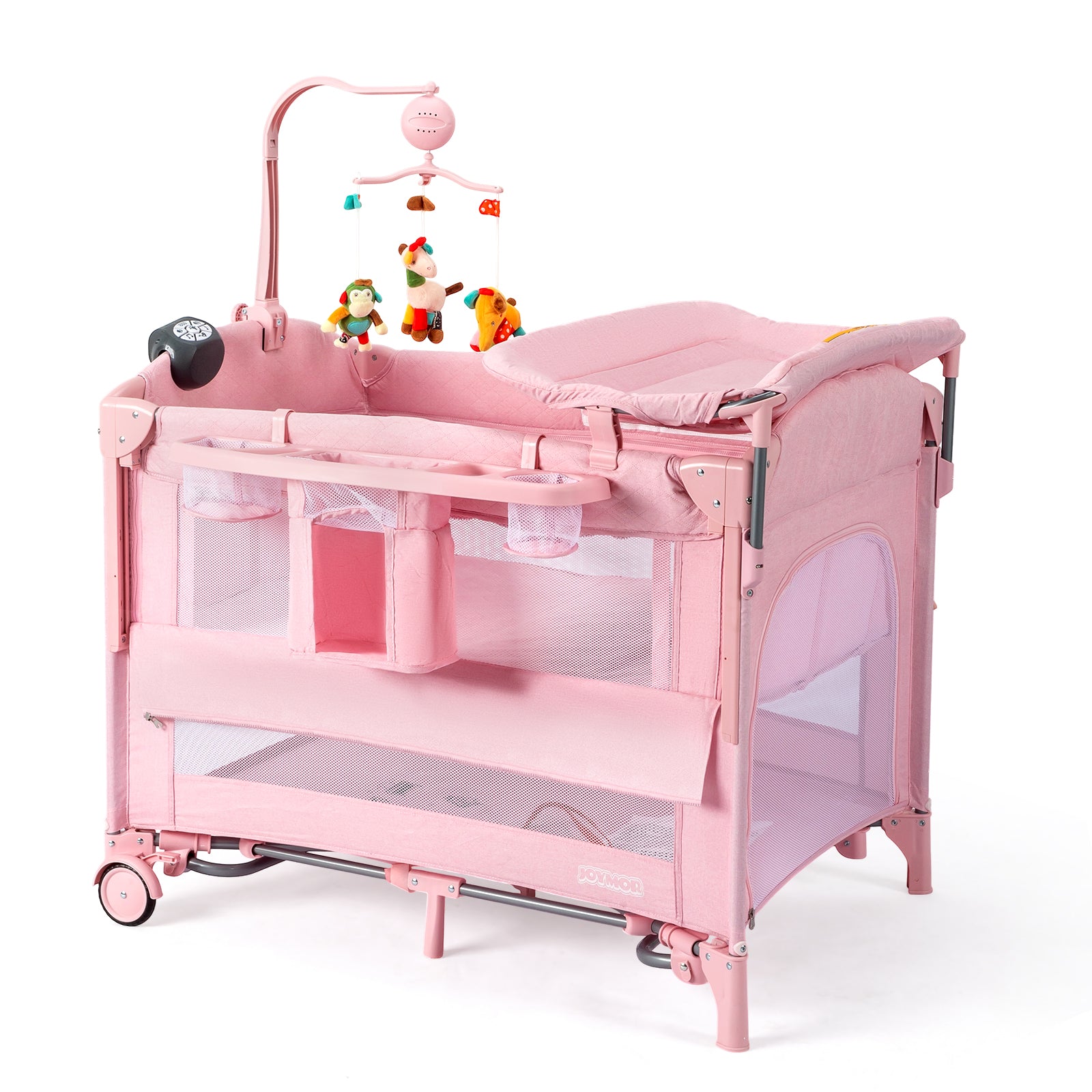 JOYMOR 9 in 1 Bedside Bassinet Baby Crib with Changing Table