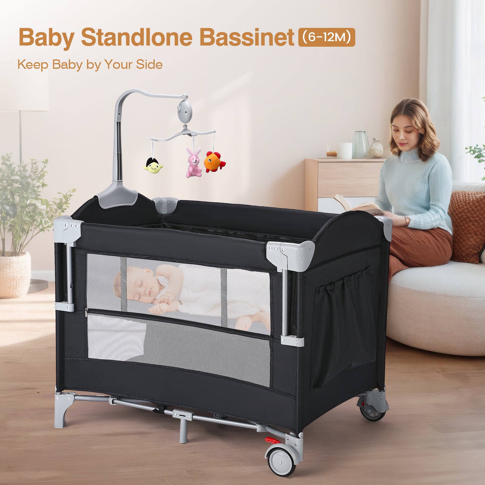 JOYMOR Baby Bedside Bassinet 4 in 1 Pack and Play