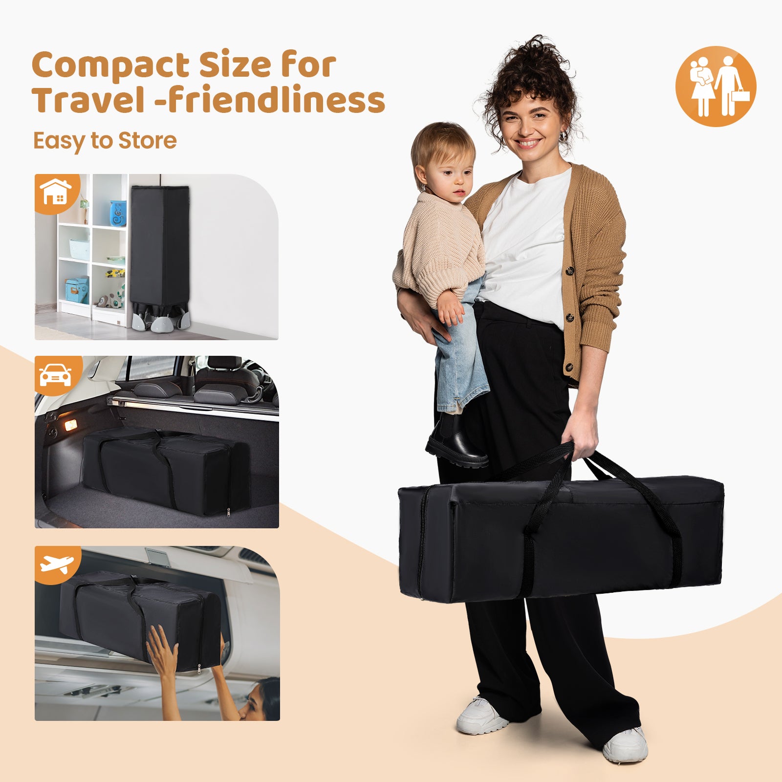 JOYMOR 5 in 1 Baby Bedside Crib Sleeper with Diaper Changing Table