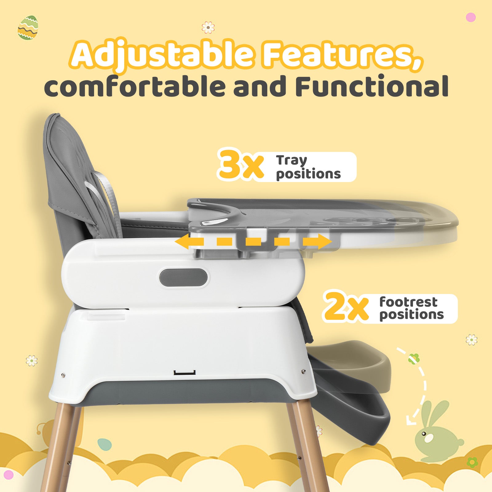 JOYMOR Foldable 5-in-1 High Chair - Convertible for Babies to Toddlers