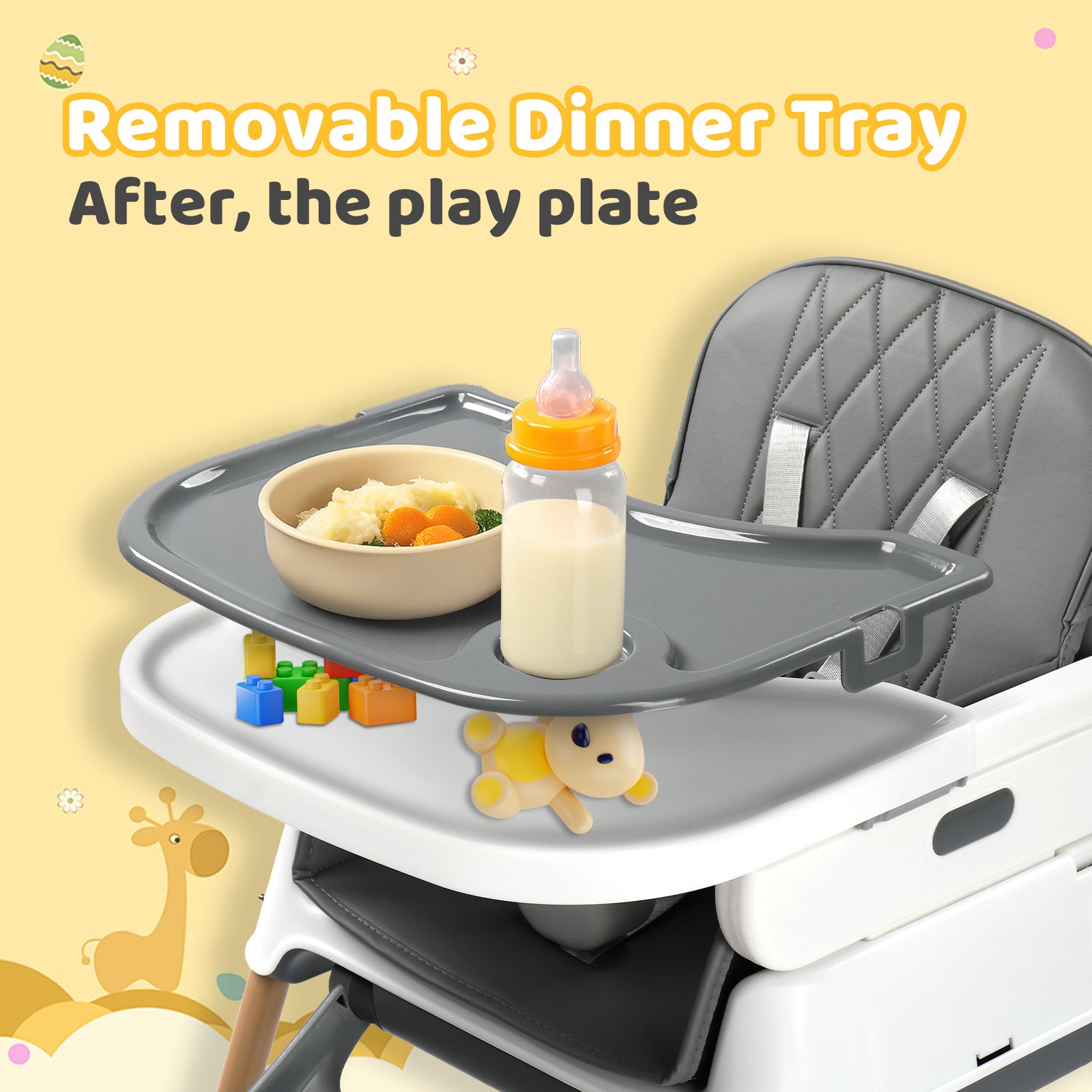 JOYMOR Foldable 5-in-1 High Chair - Convertible for Babies to Toddlers