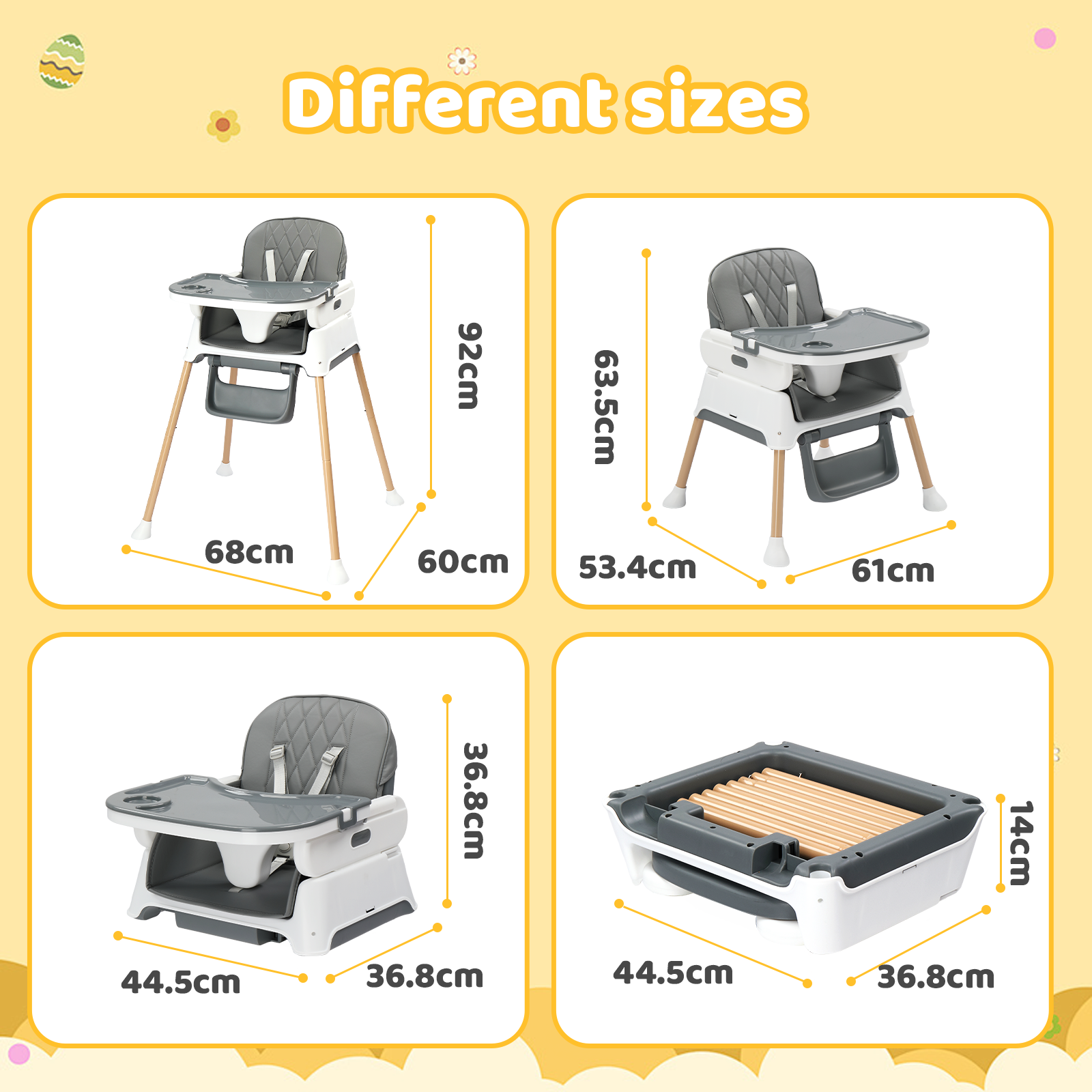 JOYMOR Foldable 5-in-1 High Chair - Convertible for Babies to Toddlers