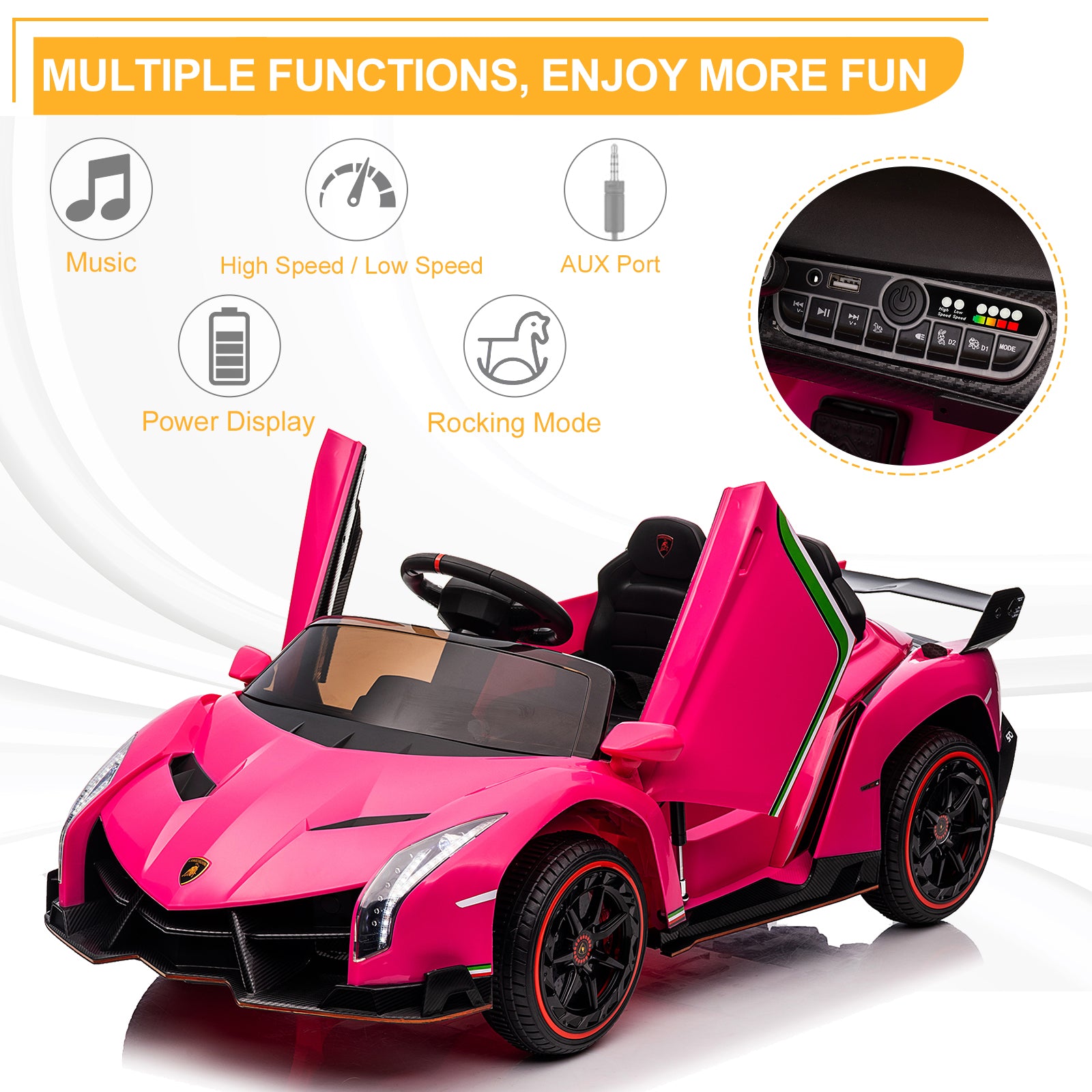 JOYMOR 12V Kids Electric Ride On Car 3 Speed with Remote Control