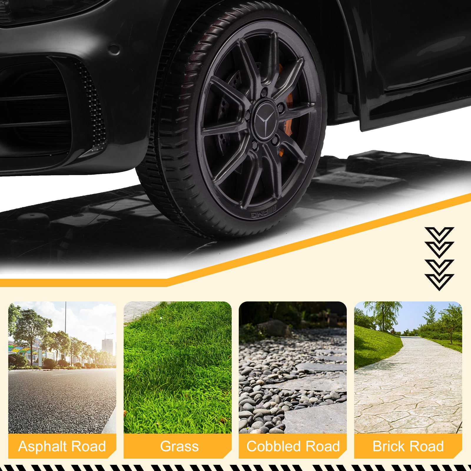 Joymor 12V Kids Ride On Car 2.4G Remote Control, Licensed Mercedes Benz AMG GTR 12V Battery Powered Electric Vehicle